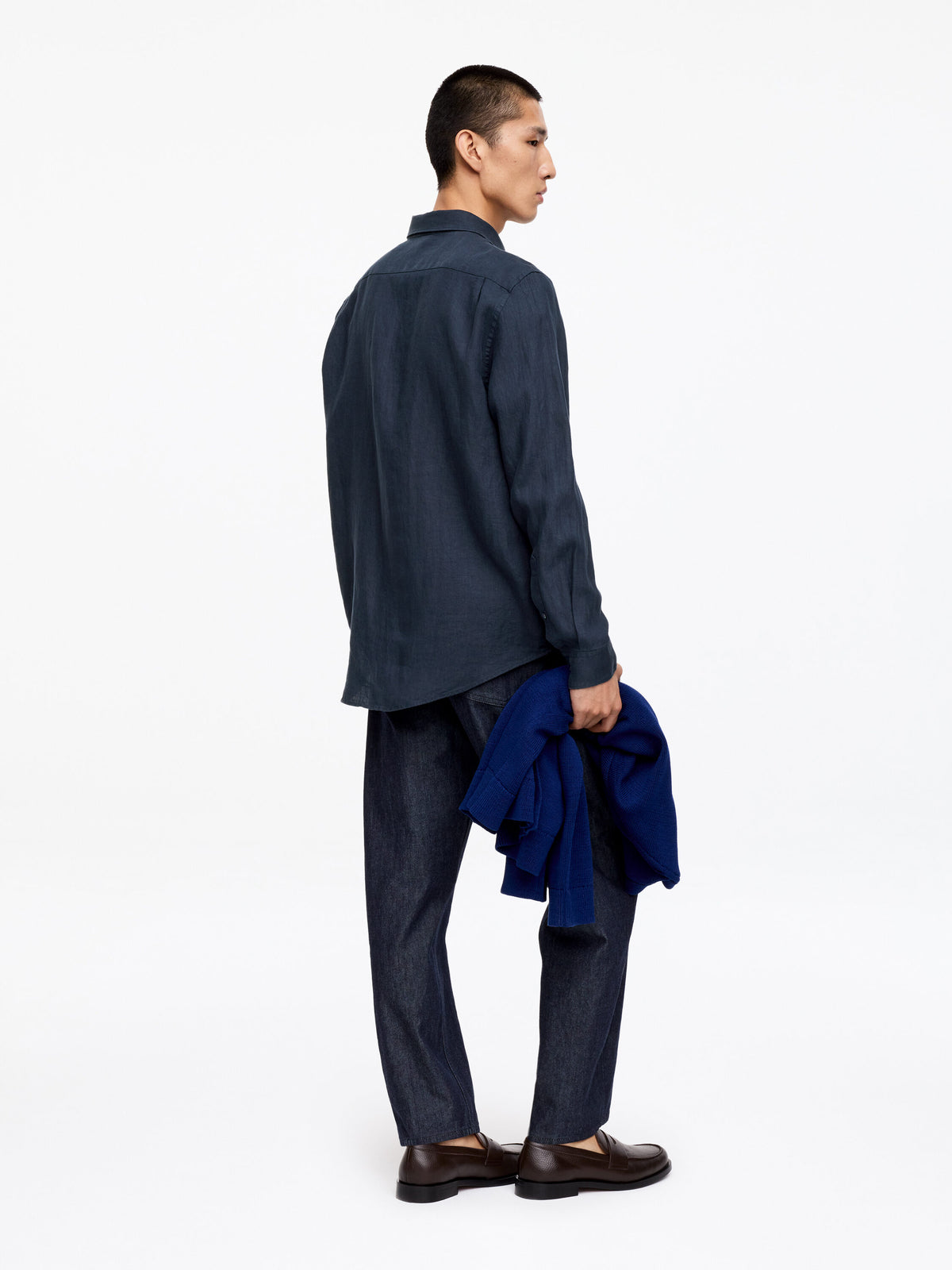 Regular Linen Shirt - Blue - Image 2