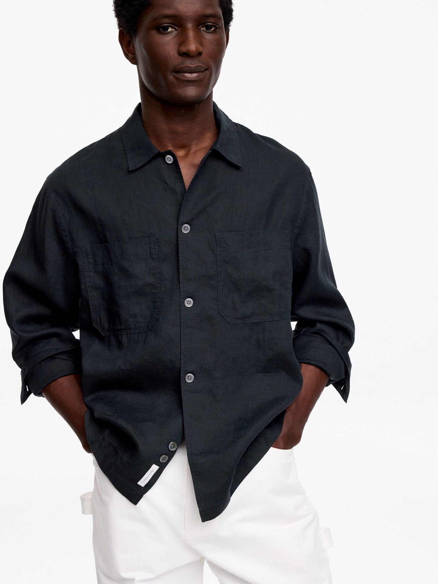 Relaxed Linen Shirt - Blue - Image 2