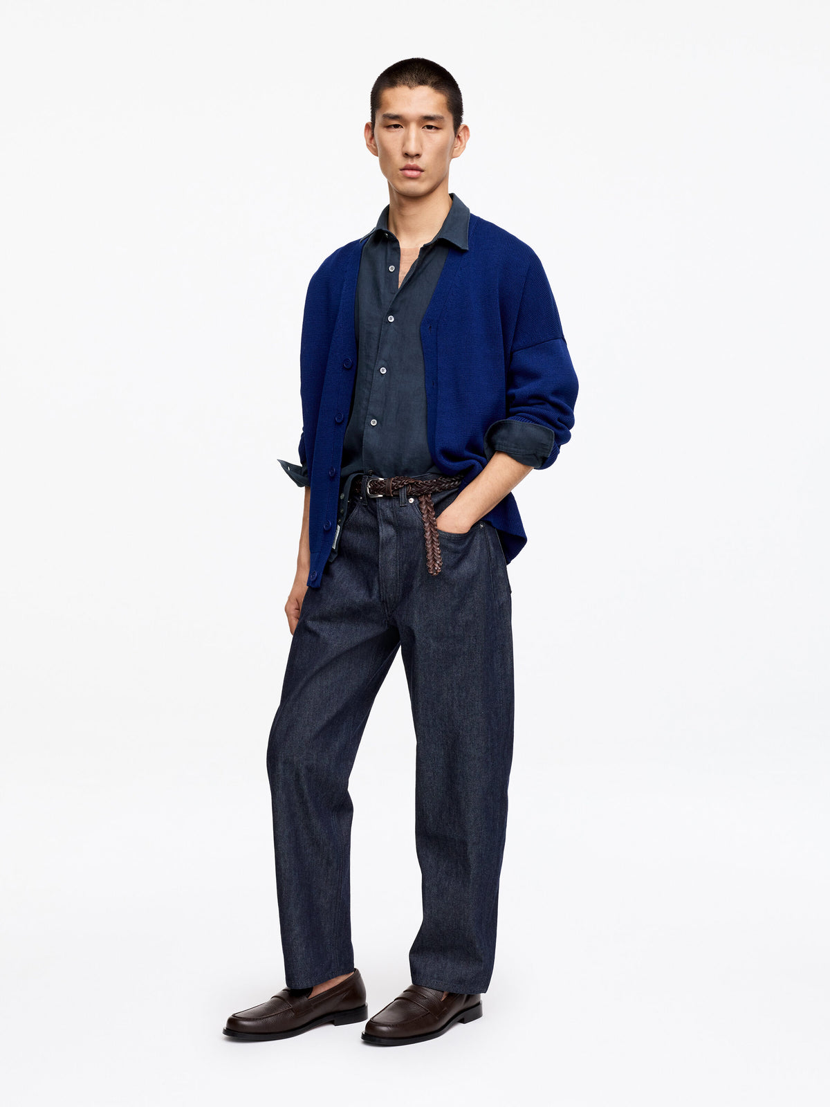 Regular Linen Shirt - Blue - Image 3