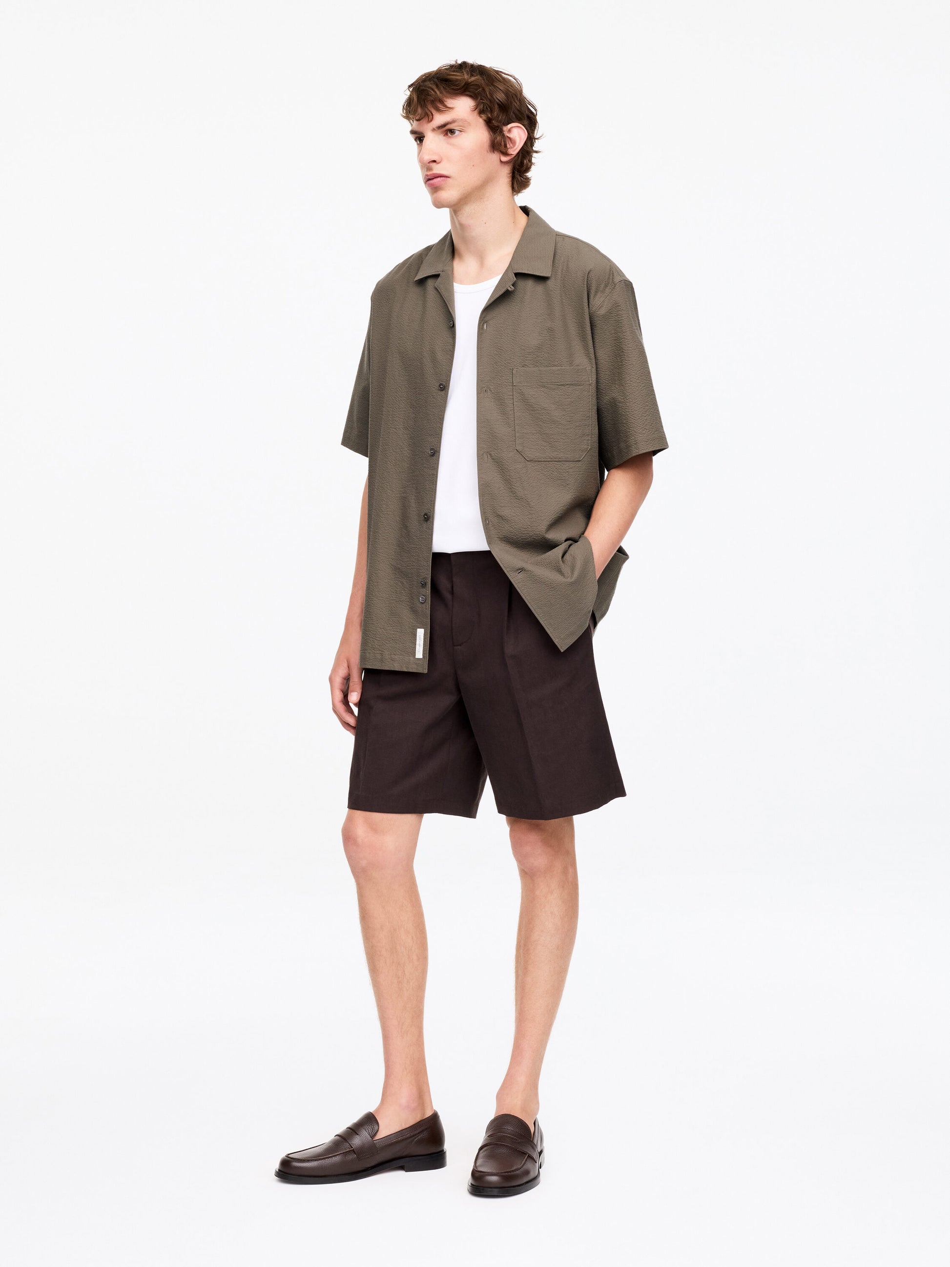 Seersucker Resort Shirt - Beige - Image 2