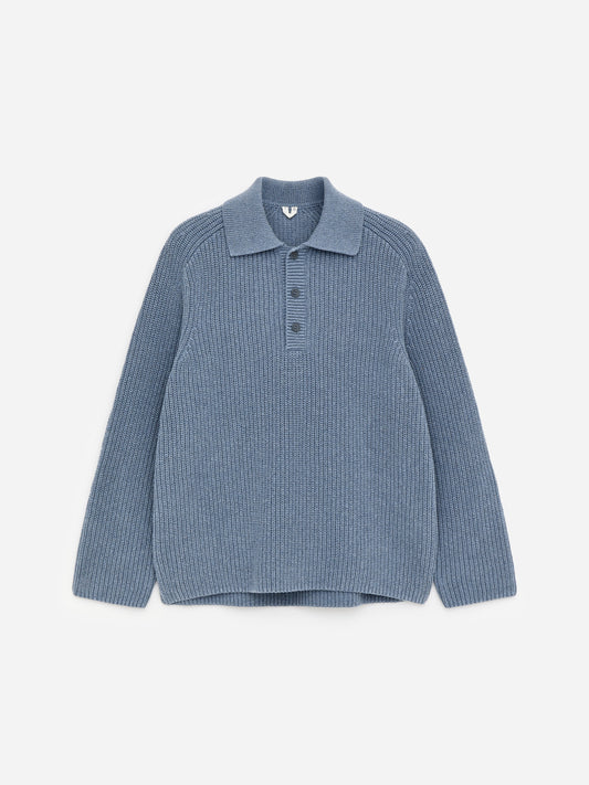 Chunky Cotton-Blend Polo - Blue
