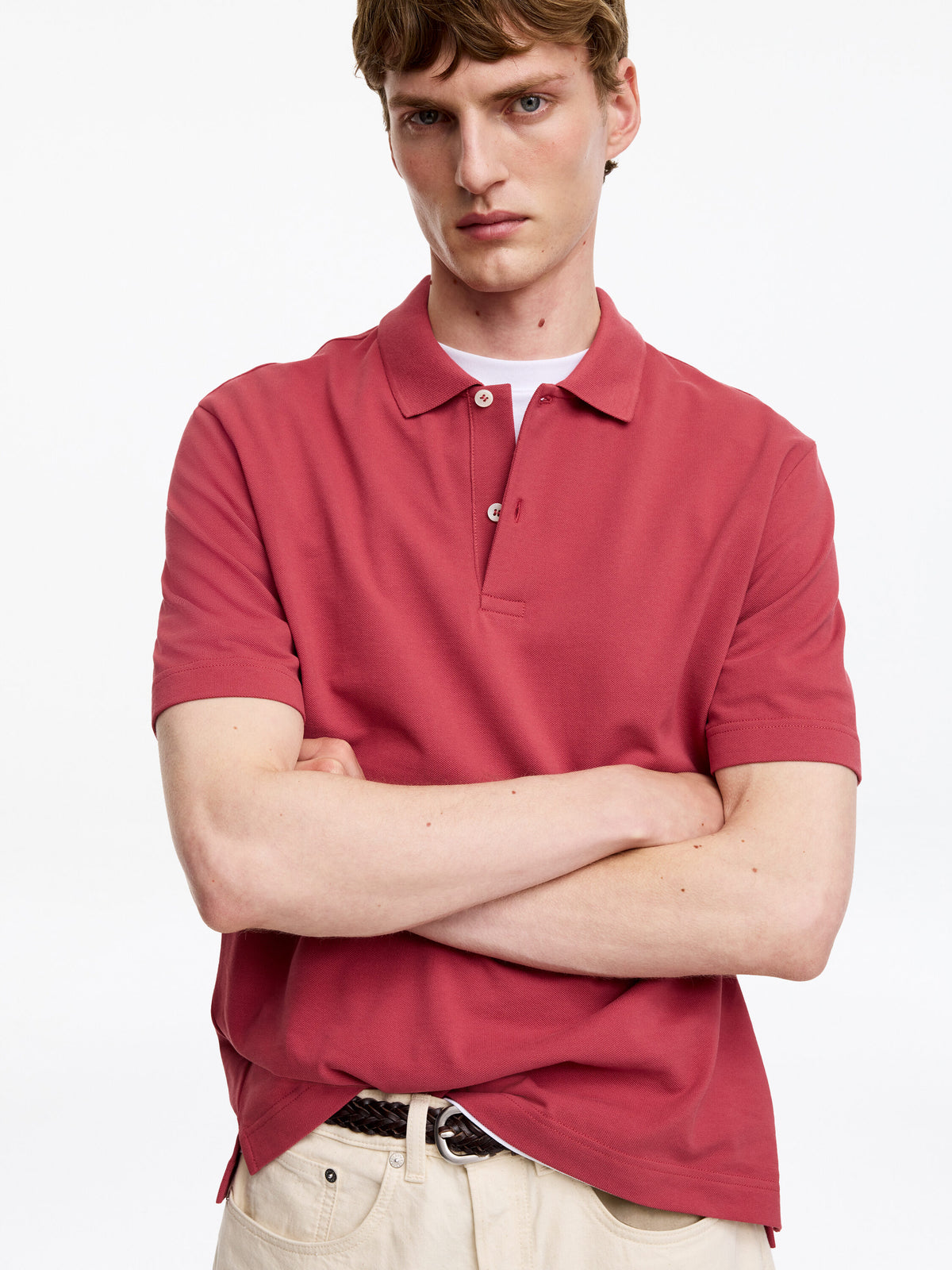 Piqué Polo Shirt - Red - Image 4