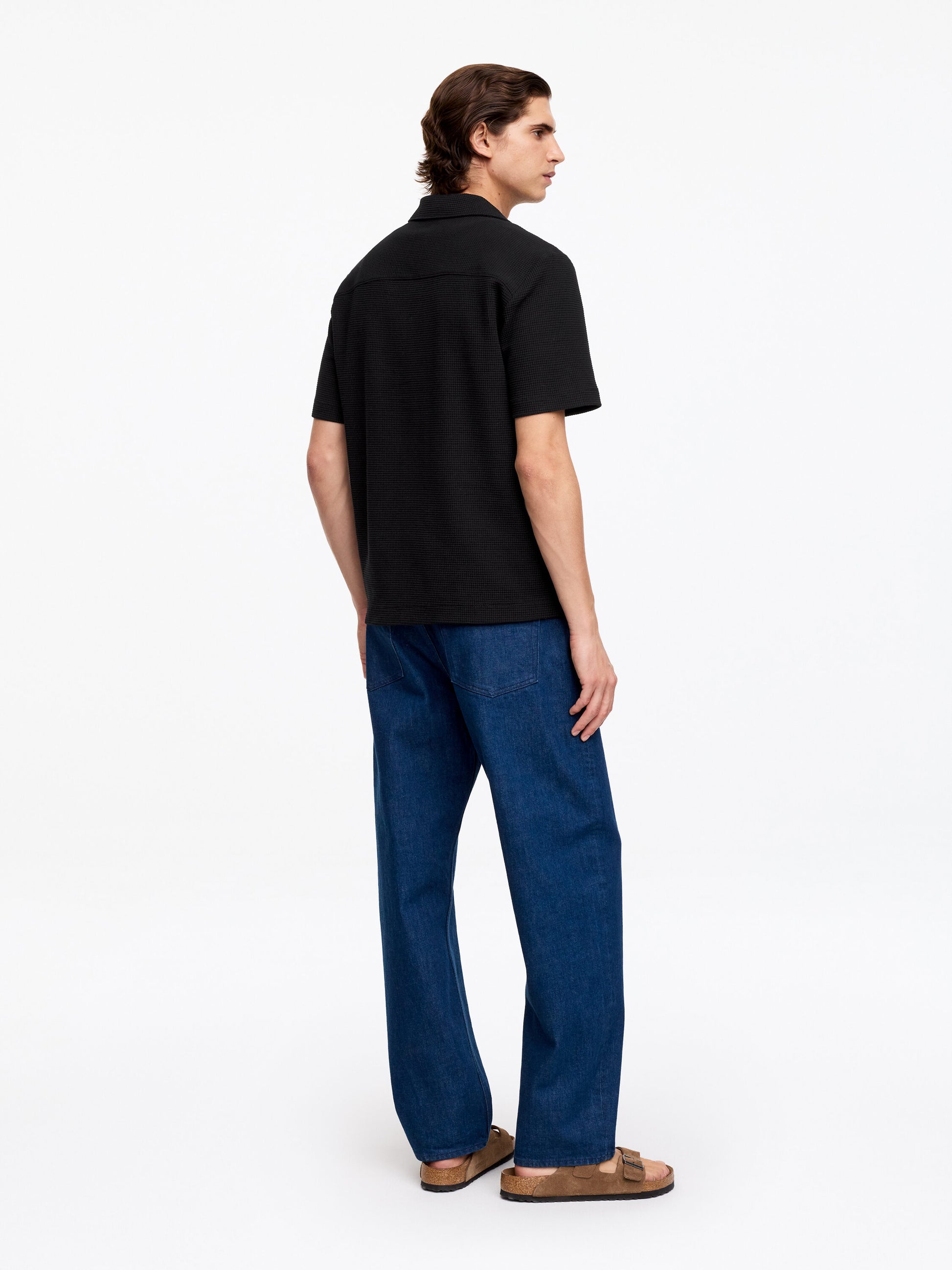 Waffle Jersey Shirt - Black - Image 3
