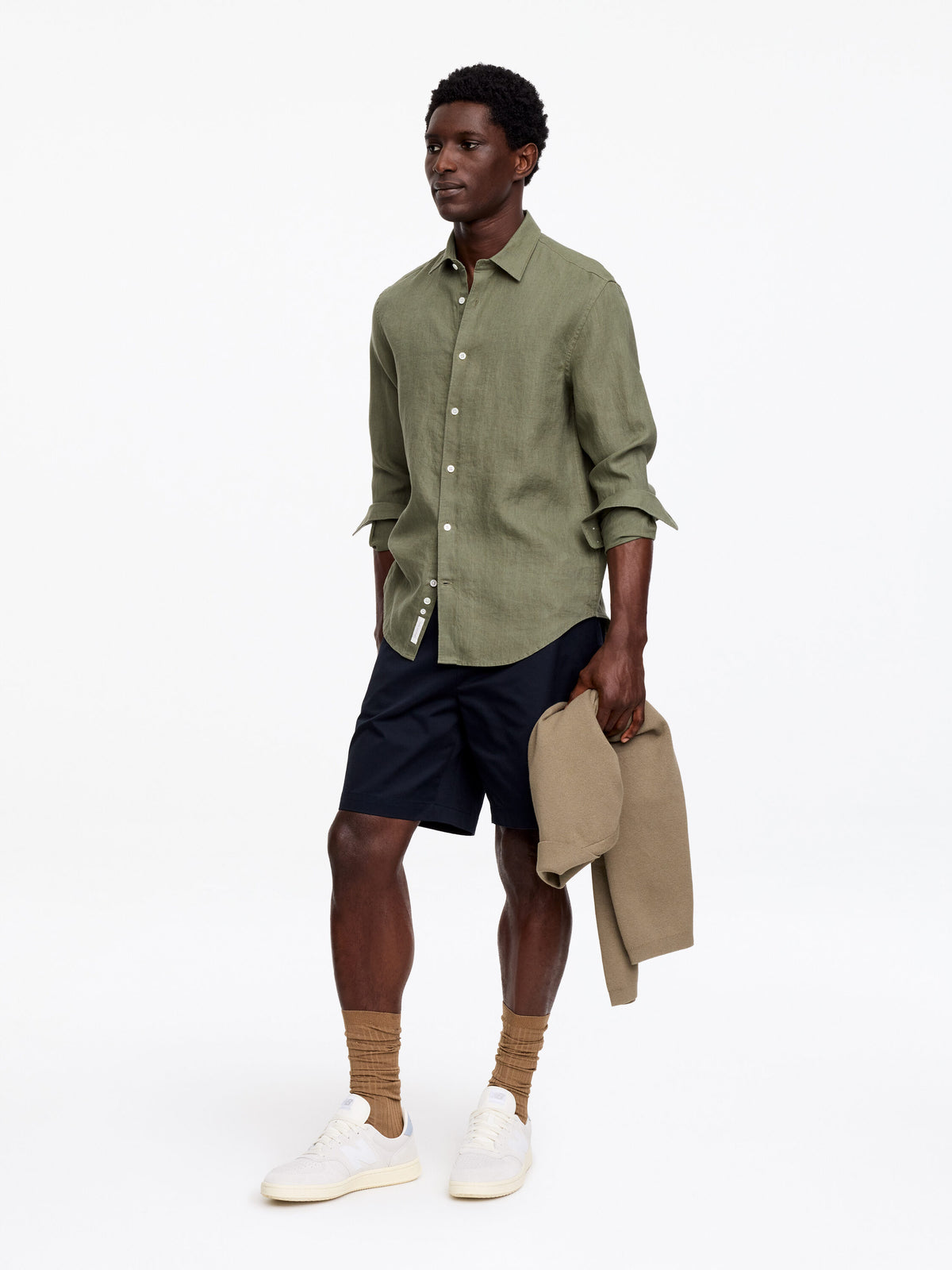 Regular Linen Shirt - Green - Image 4