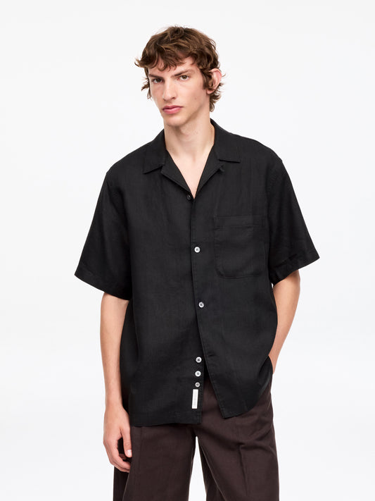 Relaxed Linen Resort Shirt - Black