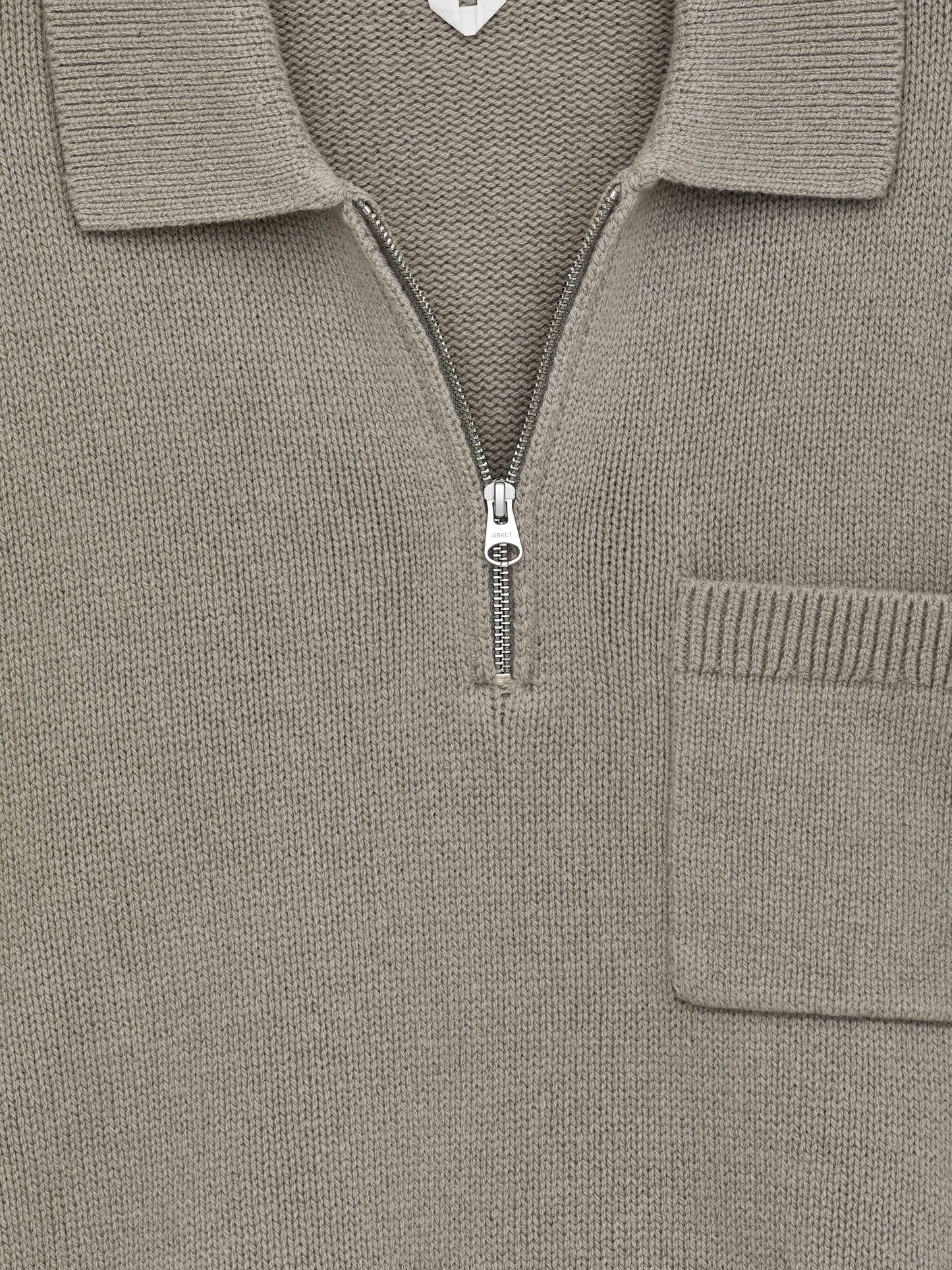 Knitted Wool Zip Polo Shirt - Grey - Image 2