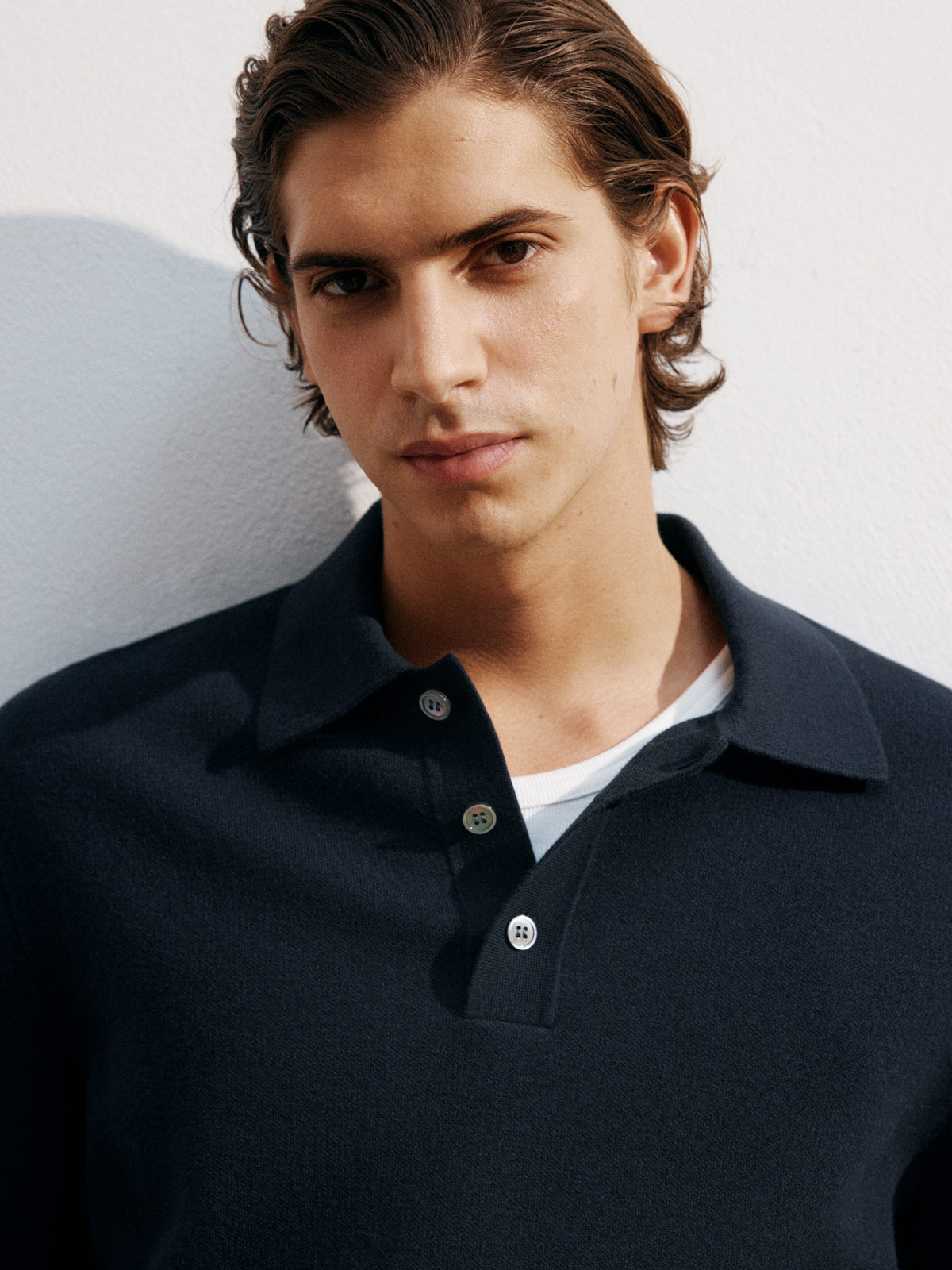 Fine-Knit Polo Shirt - Blue - Image 7
