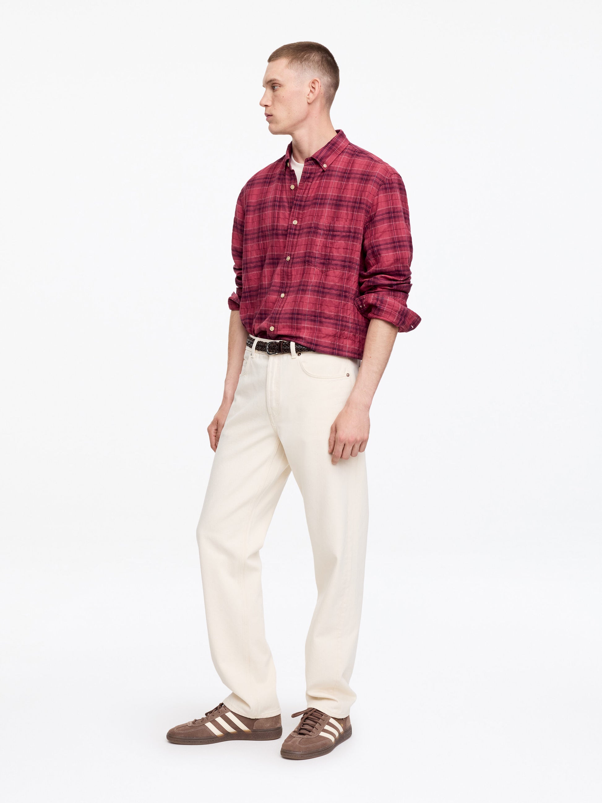 Regular Flannel Shirt - Red - Image 4