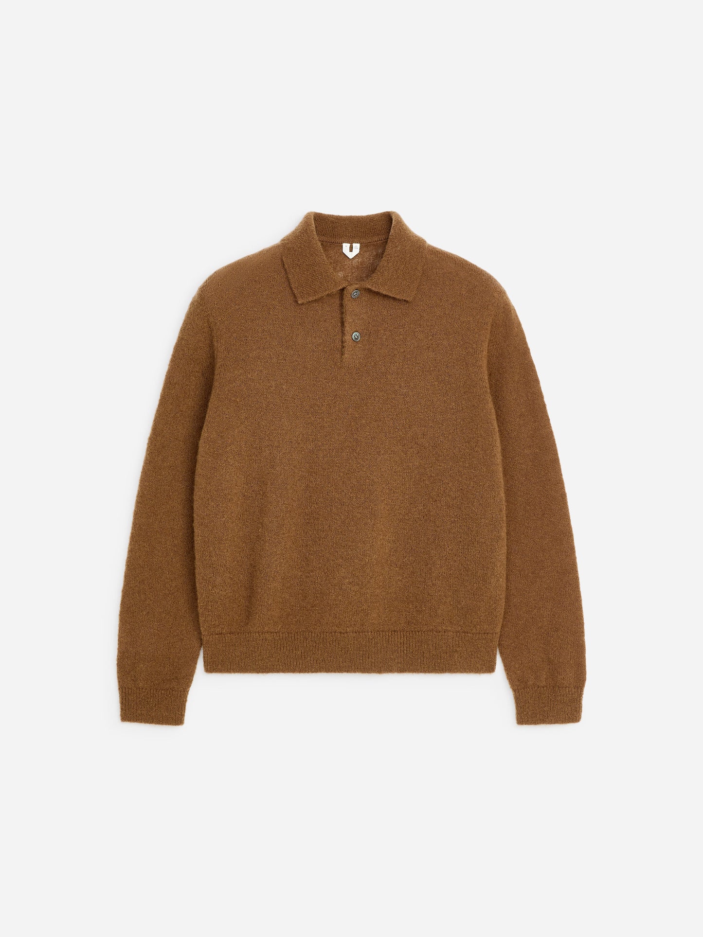 Knitted Wool Blend Polo Shirt - Brown - Image 5