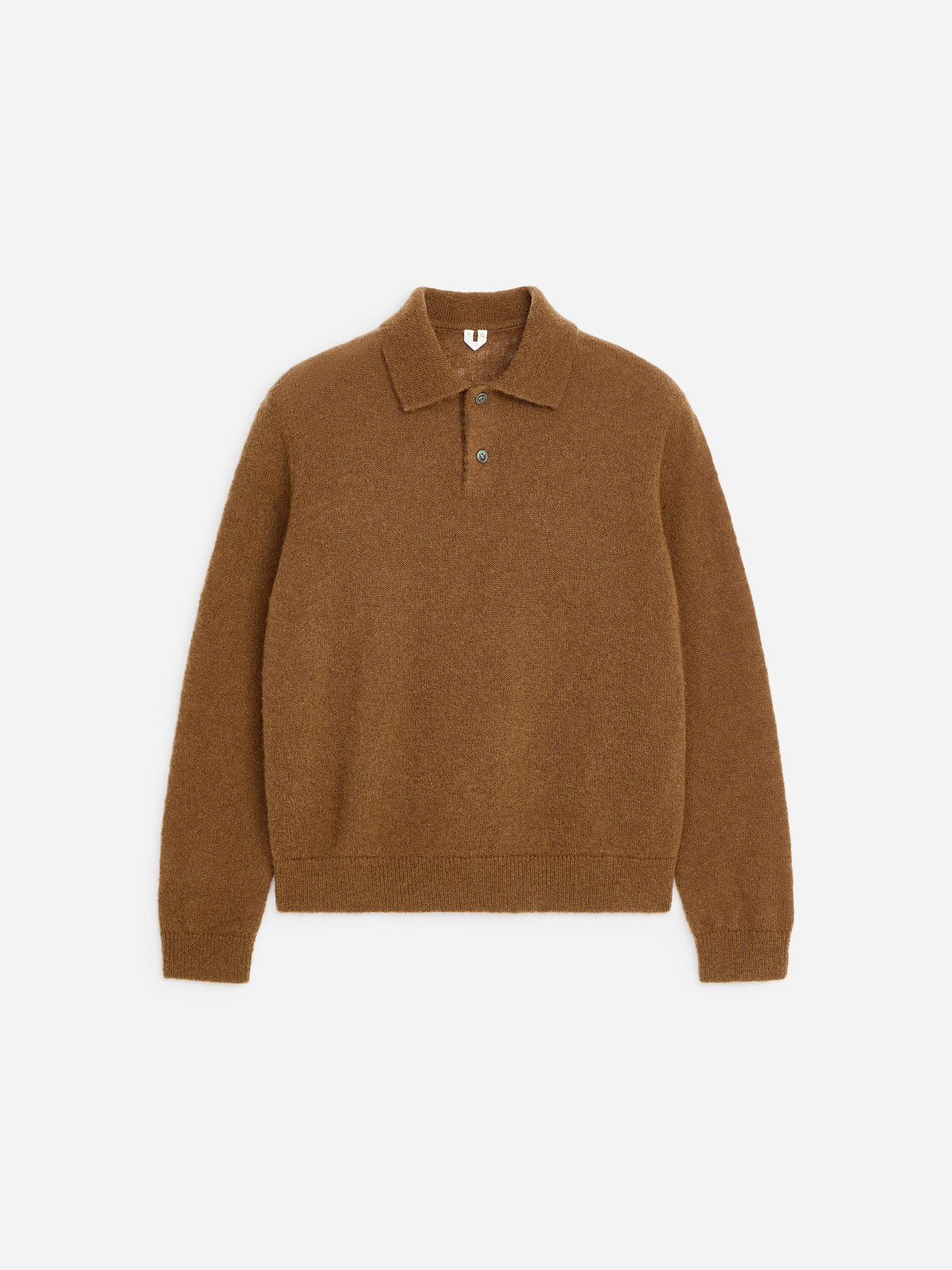 Knitted Wool Blend Polo Shirt - Brown - Image 5