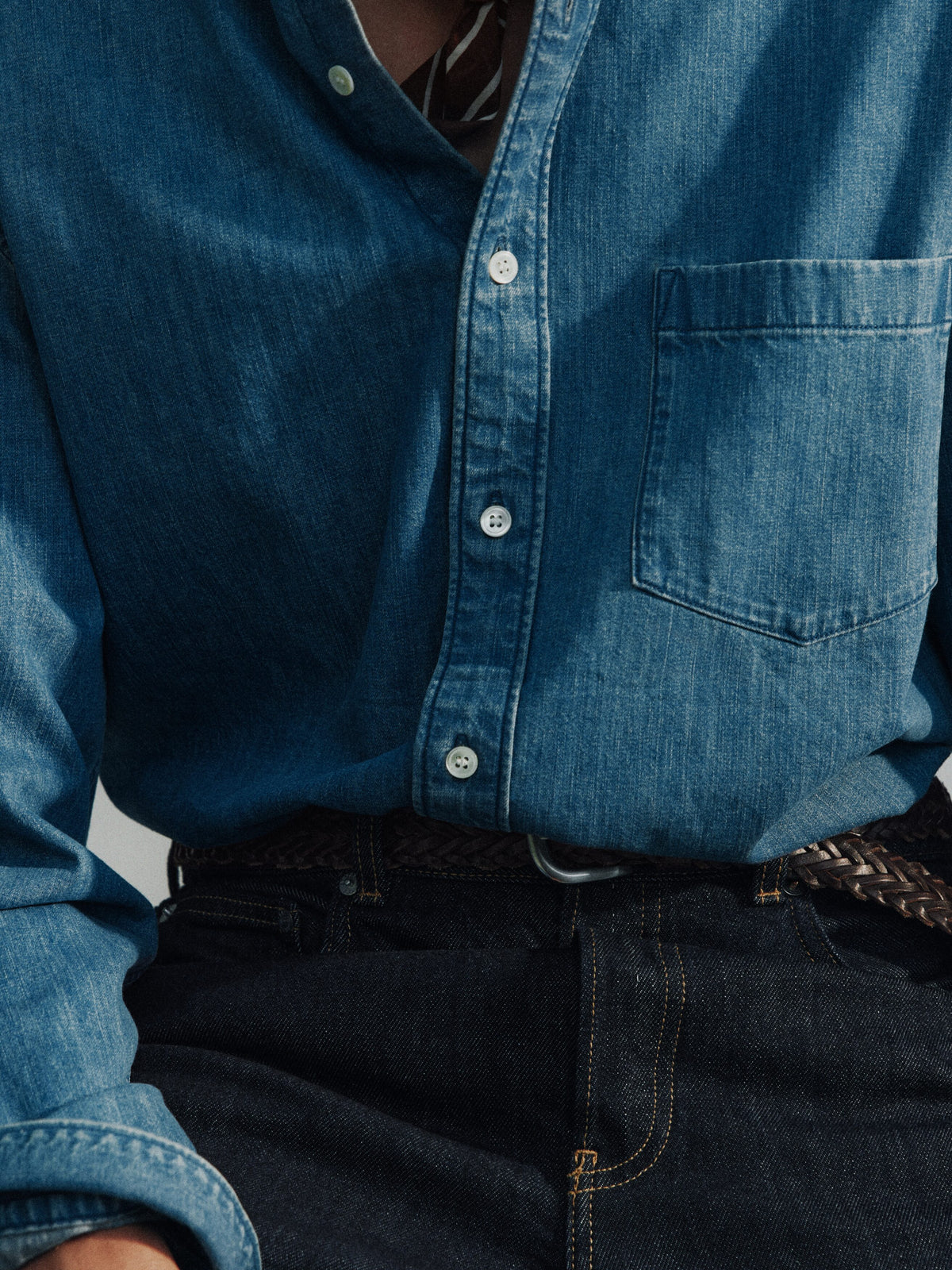 Regular Denim Shirt - Blue - Image 6