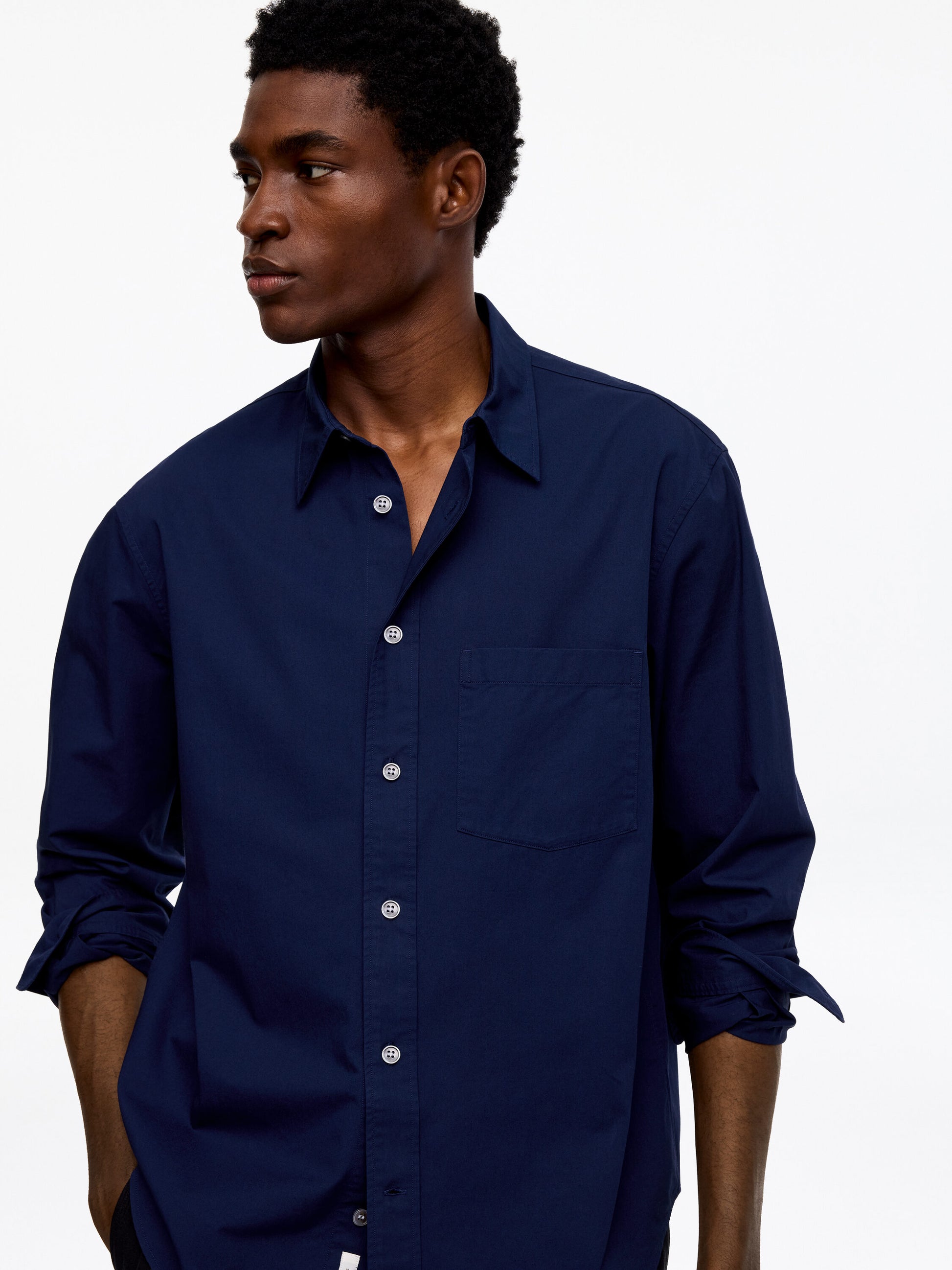 Relaxed Cotton Twill Shirt - Blue - Image 4