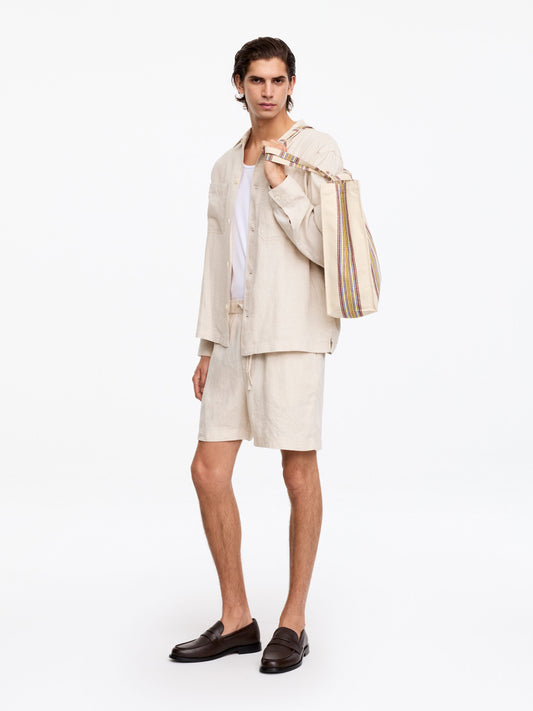Linen Shorts - Beige - Image 2