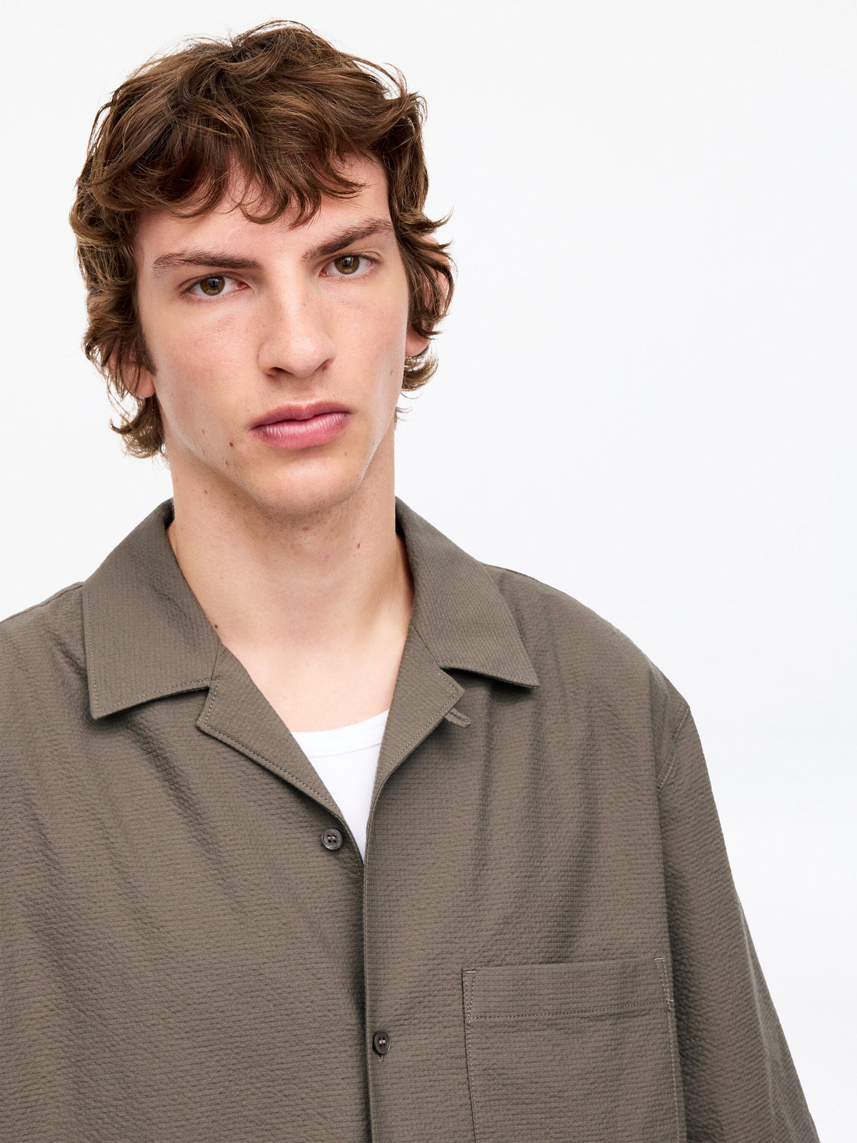 Seersucker Resort Shirt - Beige - Image 4