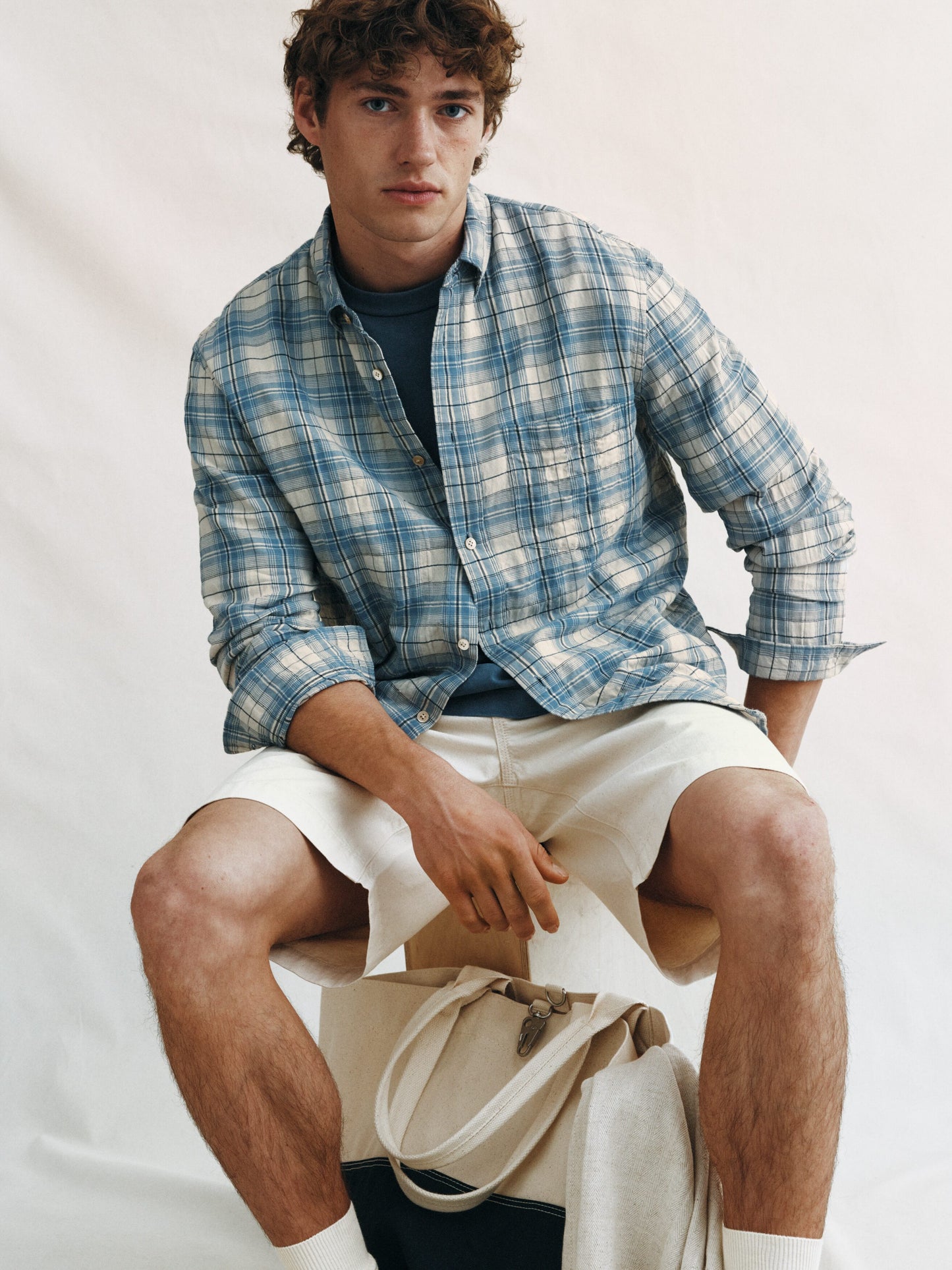 Regular Flannel Shirt - Blue - Image 7