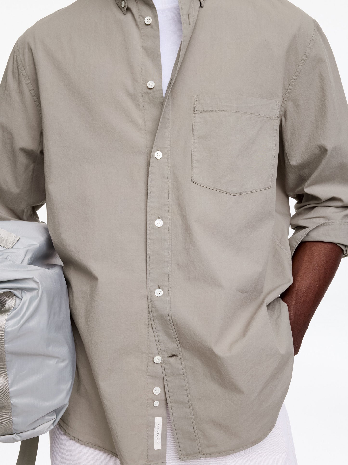 Relaxed Poplin Shirt - Grey - Image 4