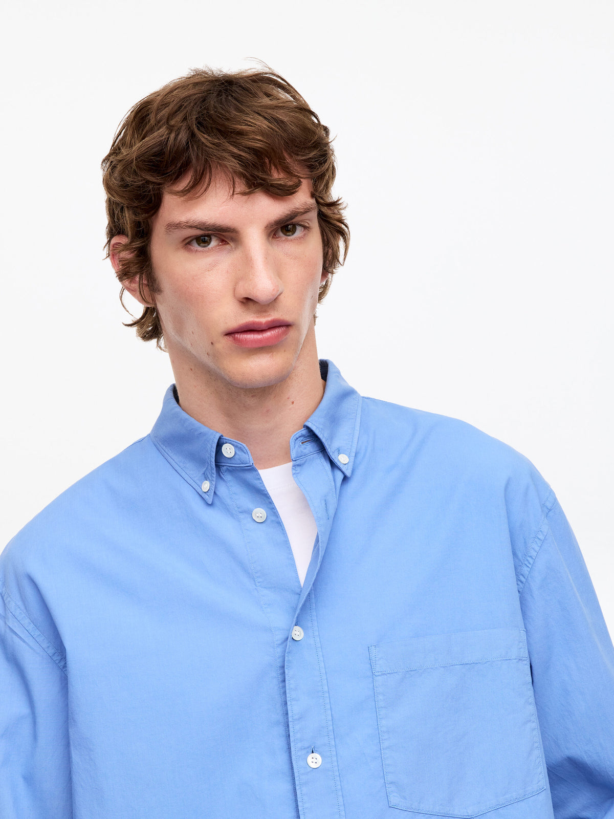 Relaxed Poplin Shirt - Blue - Image 5