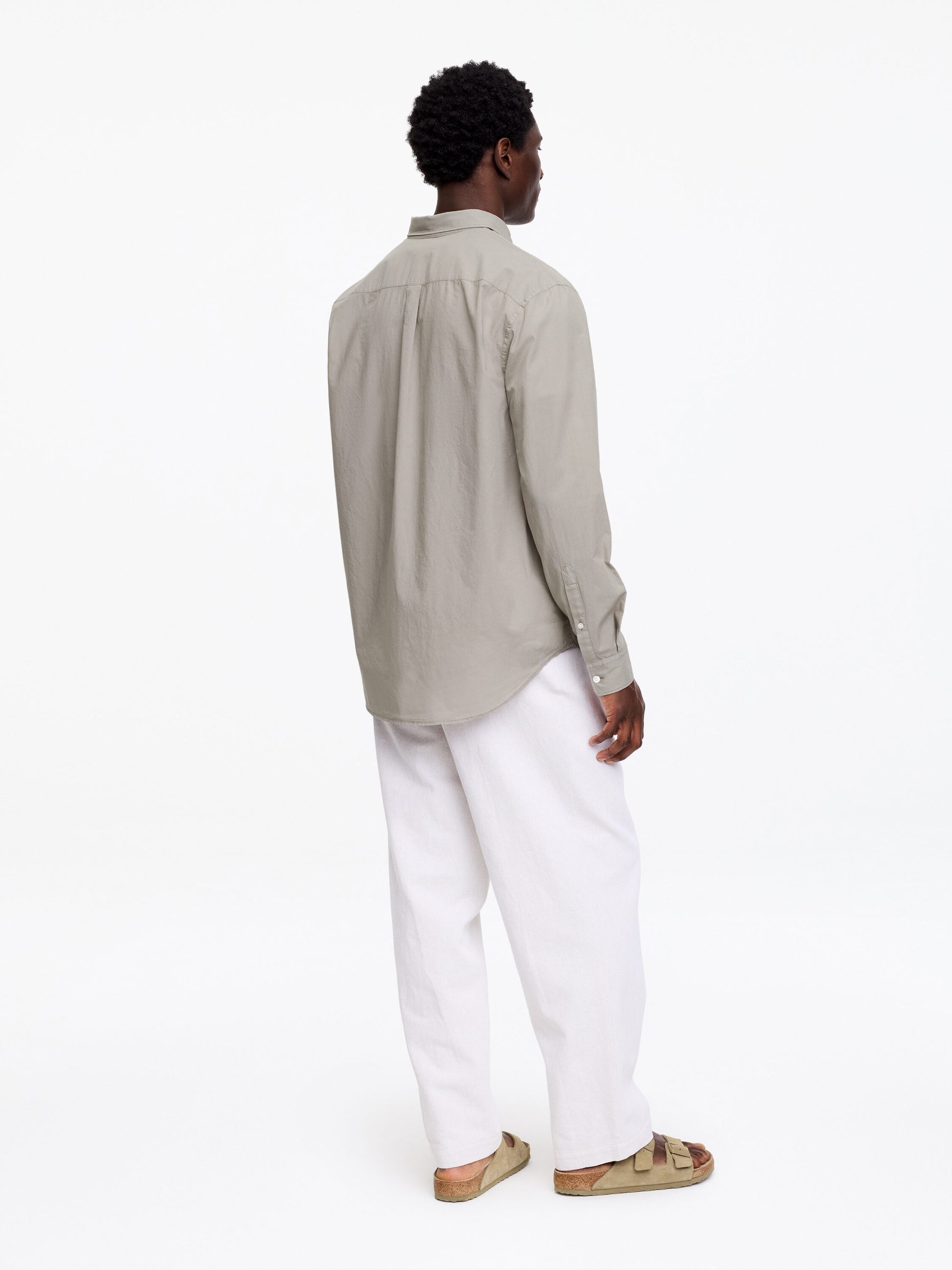 Relaxed Poplin Shirt - Grey - Image 3