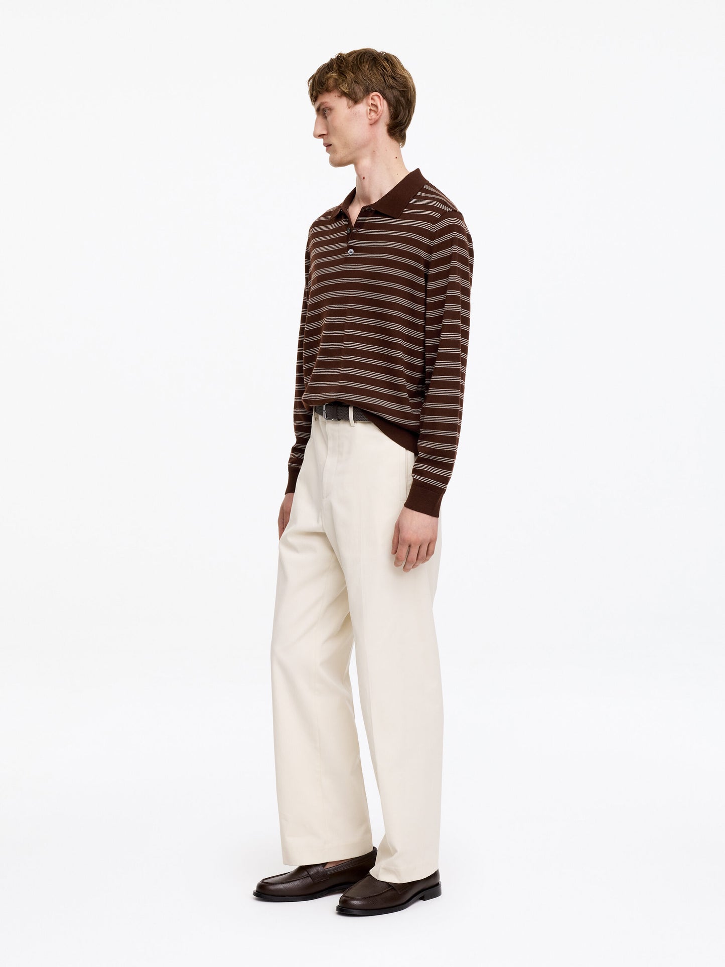 Merino Polo Jumper - Brown - Image 2