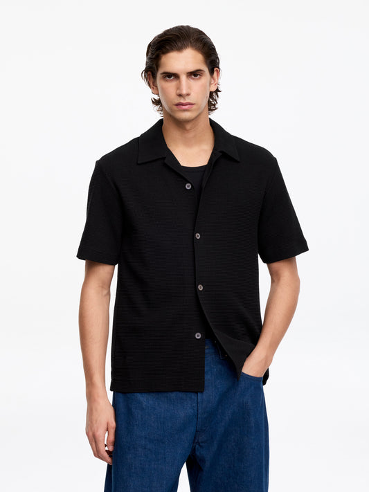 Waffle Jersey Shirt - Black