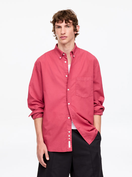 Relaxed Poplin Shirt - Red