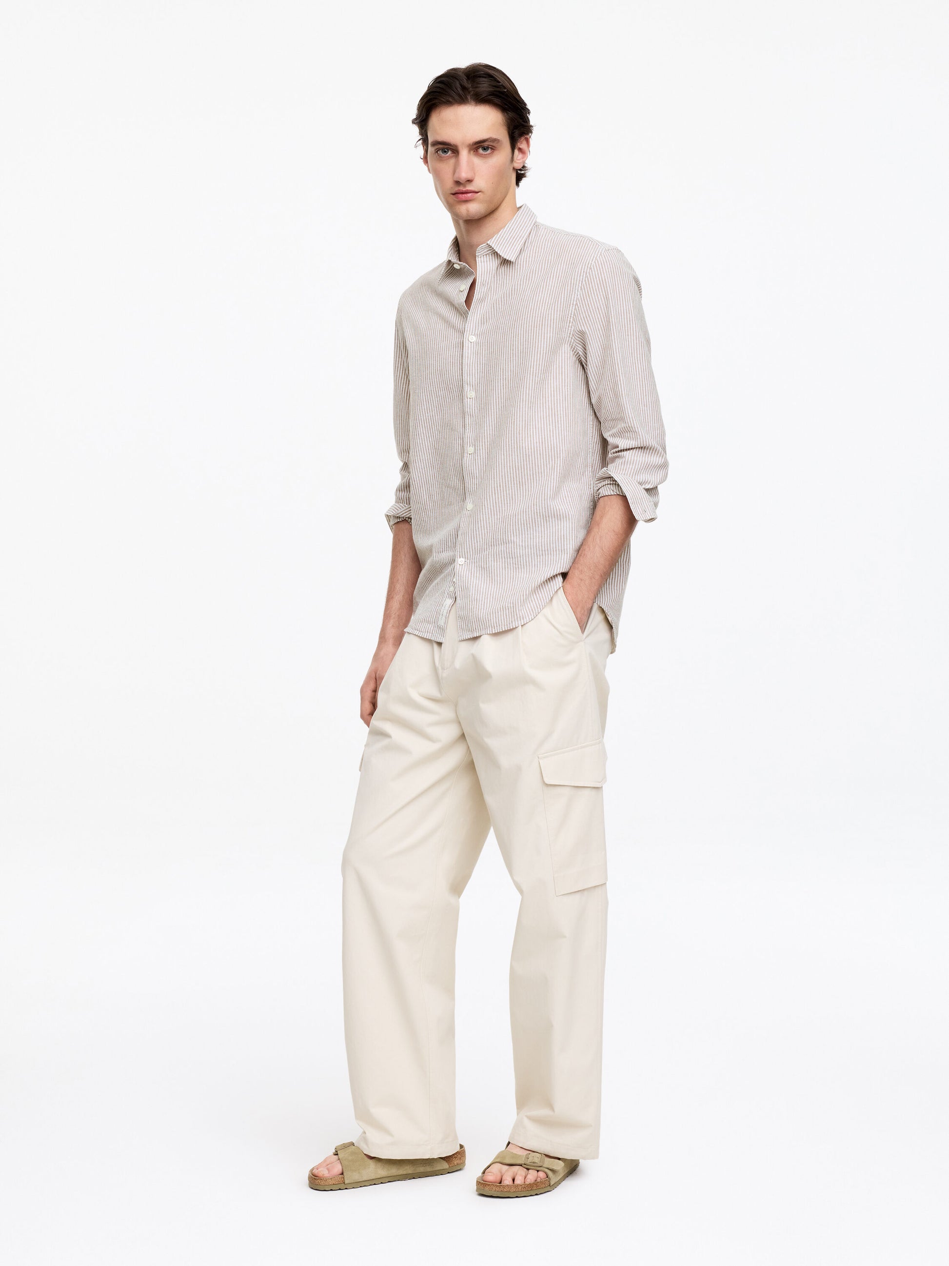 Cotton Blend Shirt - Brown - Image 5