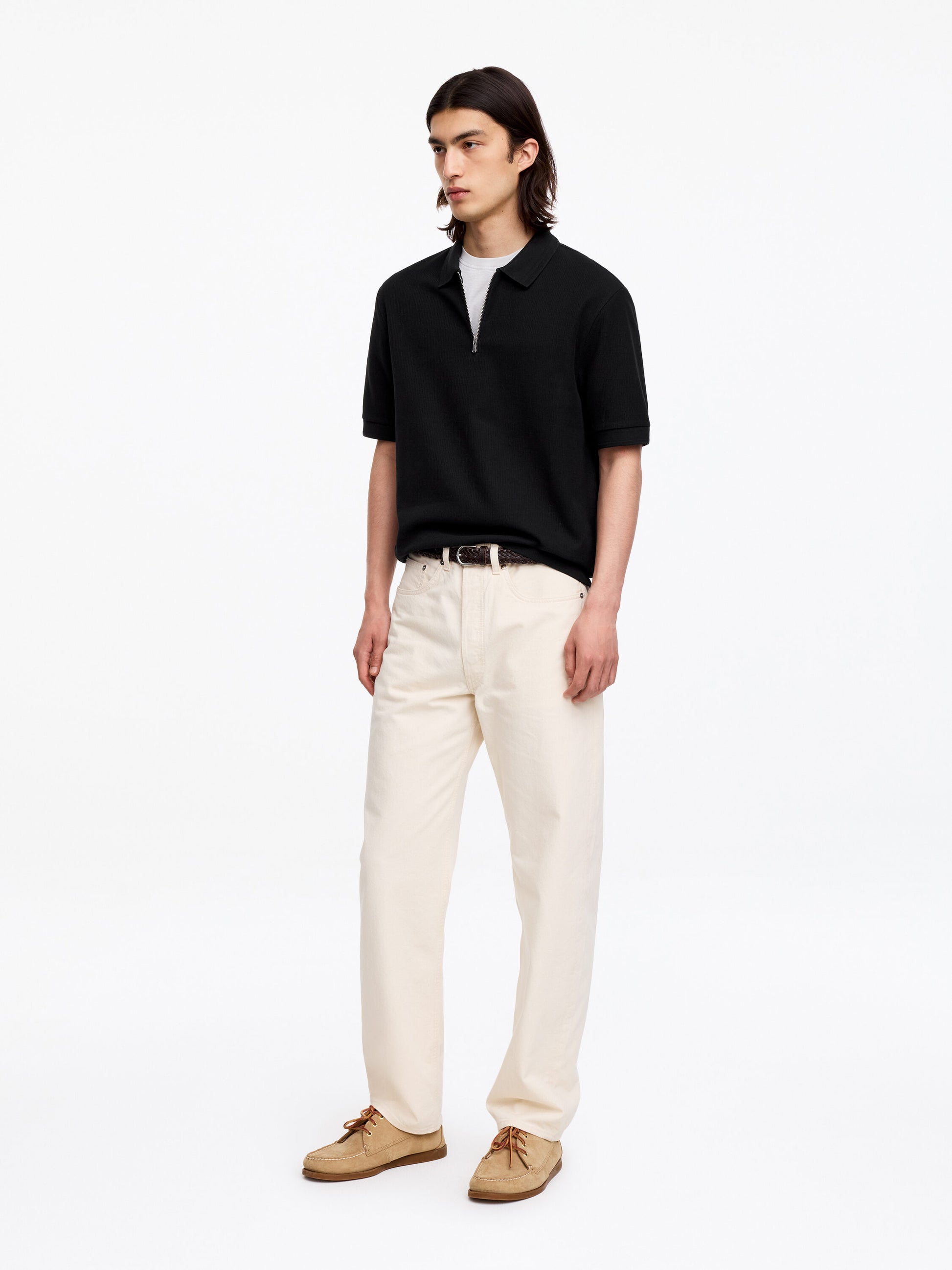 Polo Zip Shirt - Black - Image 2