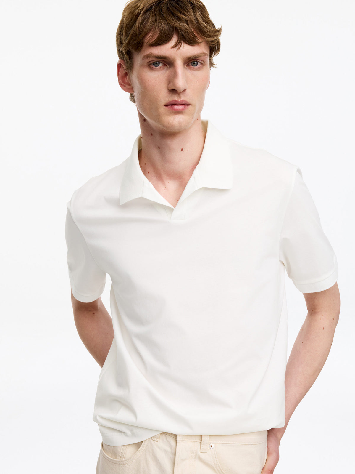 Short-Sleeve Polo Shirt - White - Image 4
