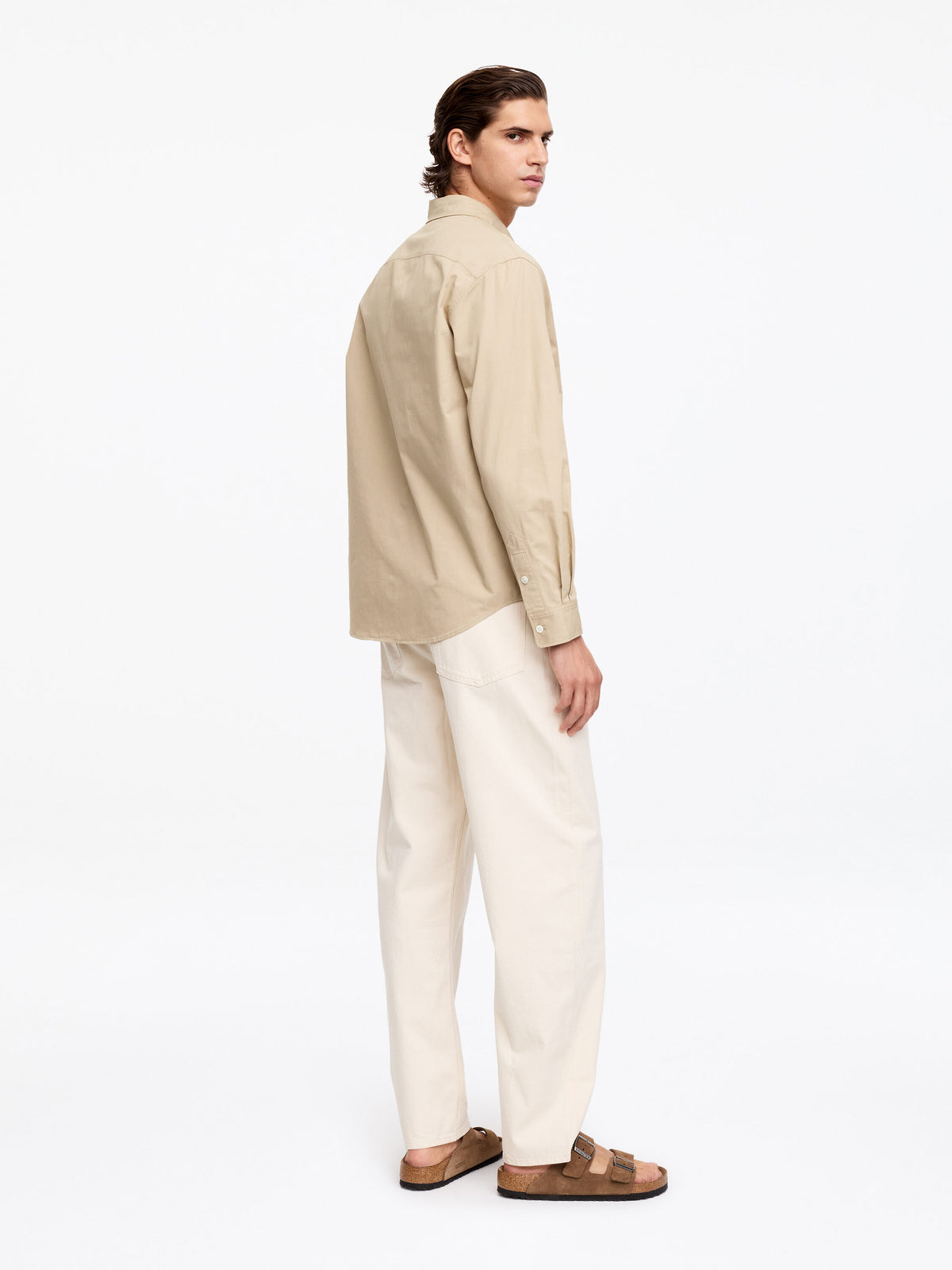 Relaxed Cotton Twill Shirt - Beige - Image 2