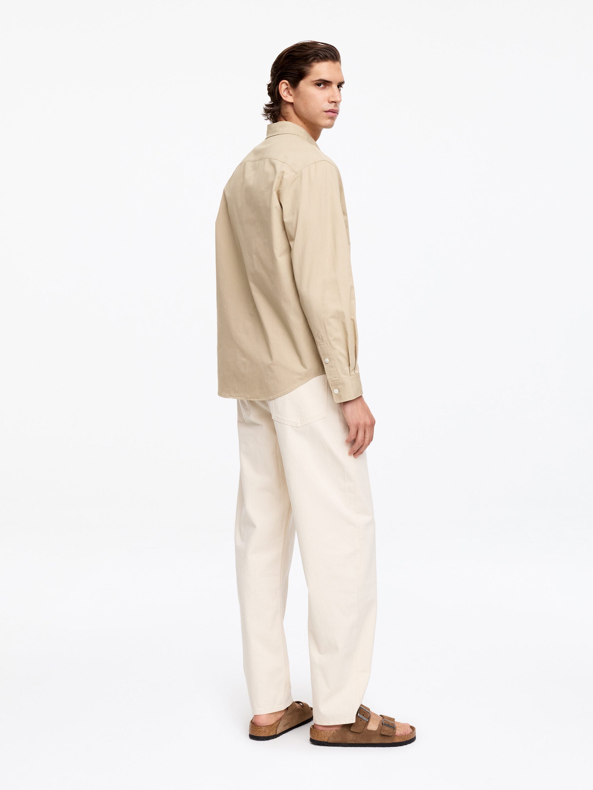 Relaxed Cotton Twill Shirt - Beige - Image 2