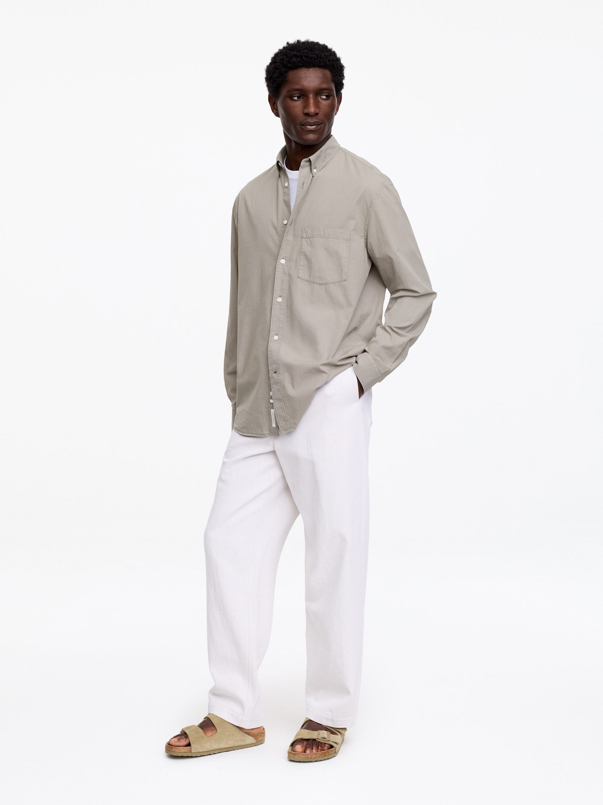 Relaxed Poplin Shirt - Grey - Image 2