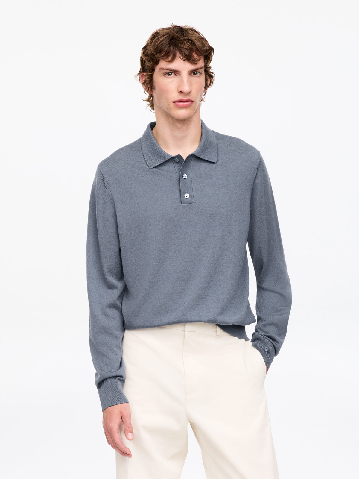 Merino Polo Jumper - Grey