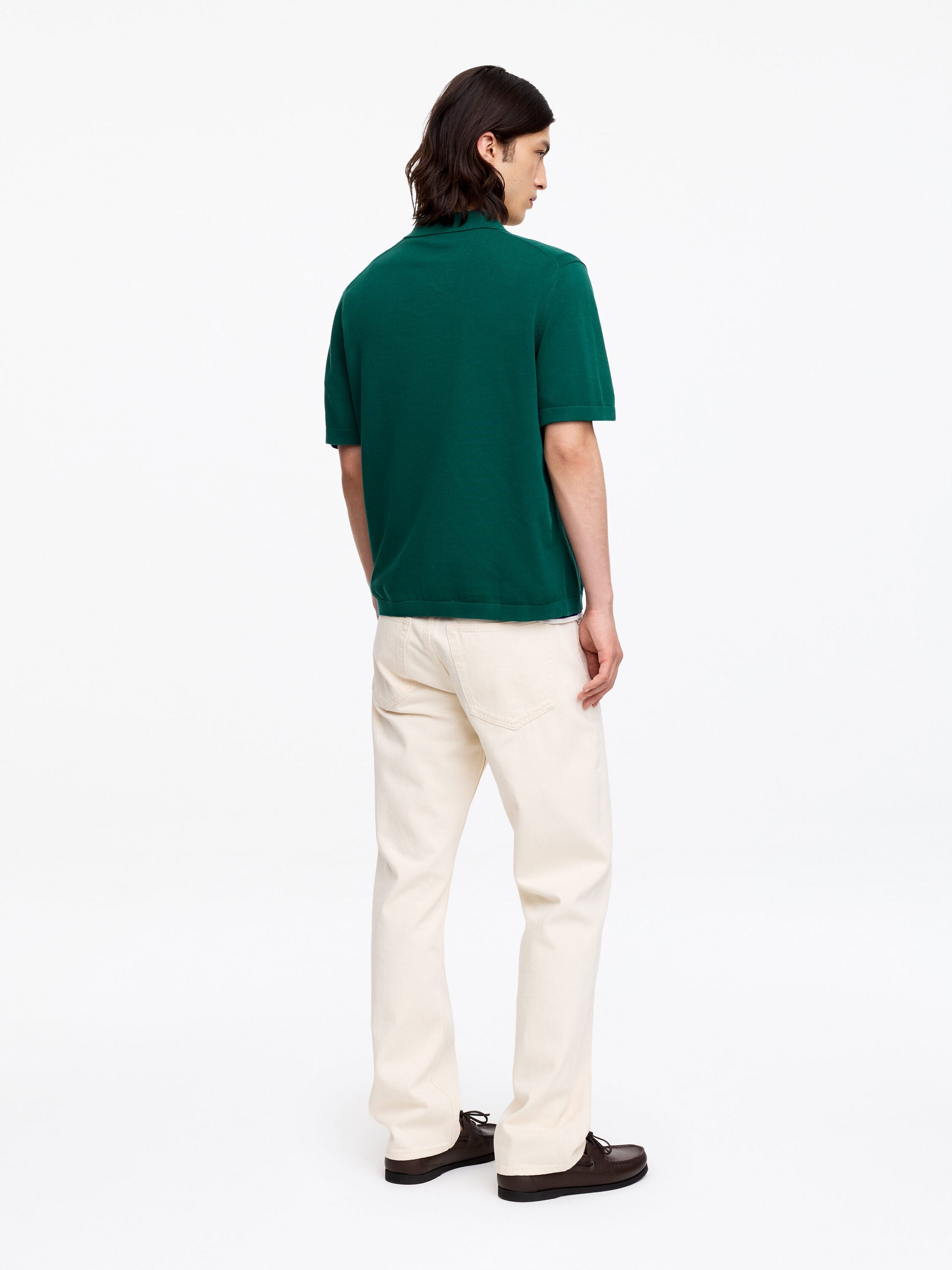Fine-Knit Polo Shirt - Green - Image 3