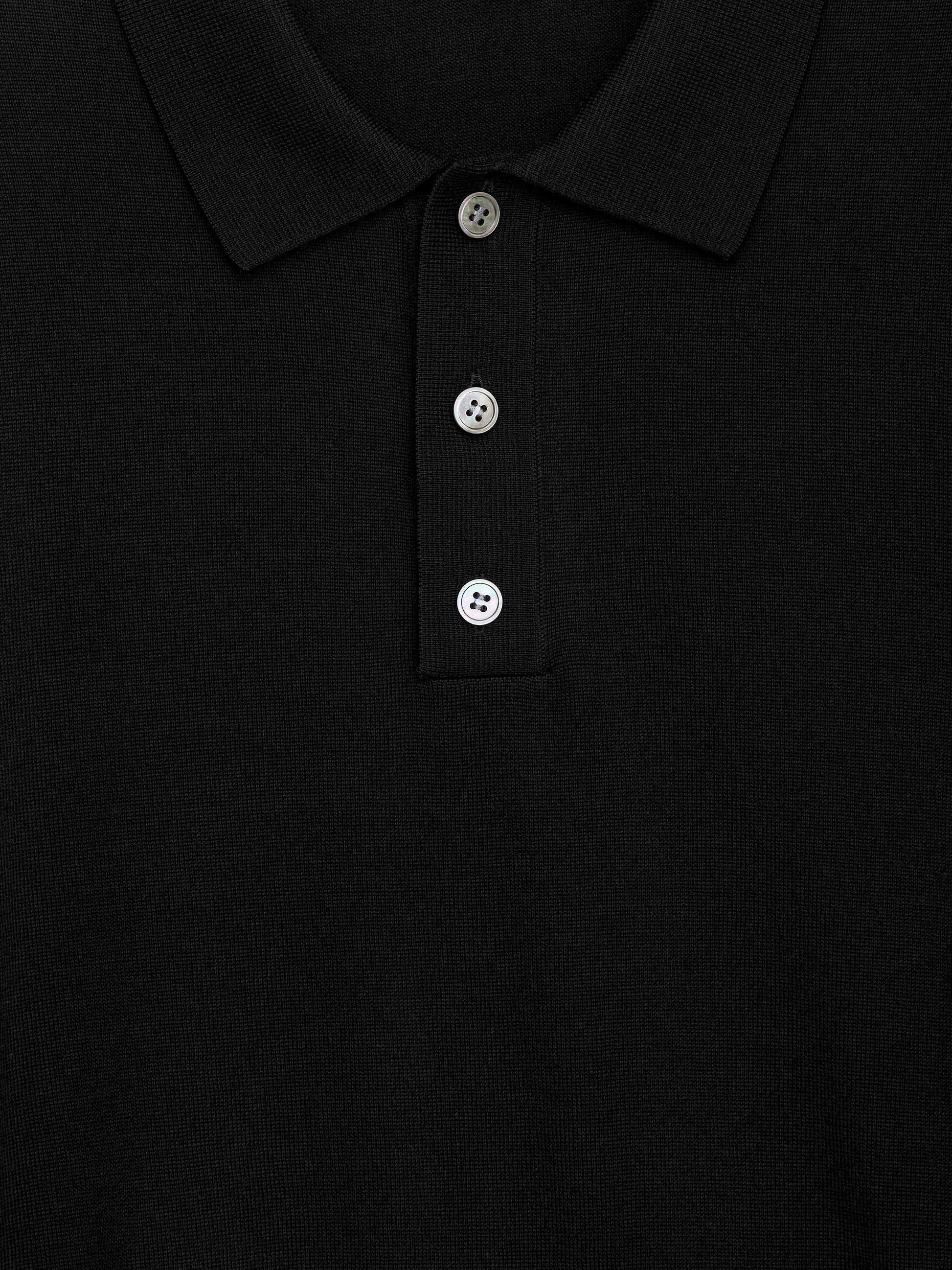 Merino Polo Jumper - Black - Image 3