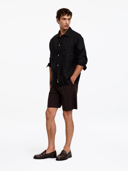 Relaxed Linen Shirt - Black - Image 2