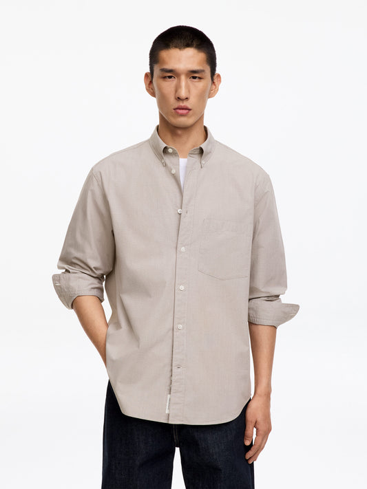 Relaxed Checkered Shirt - Beige