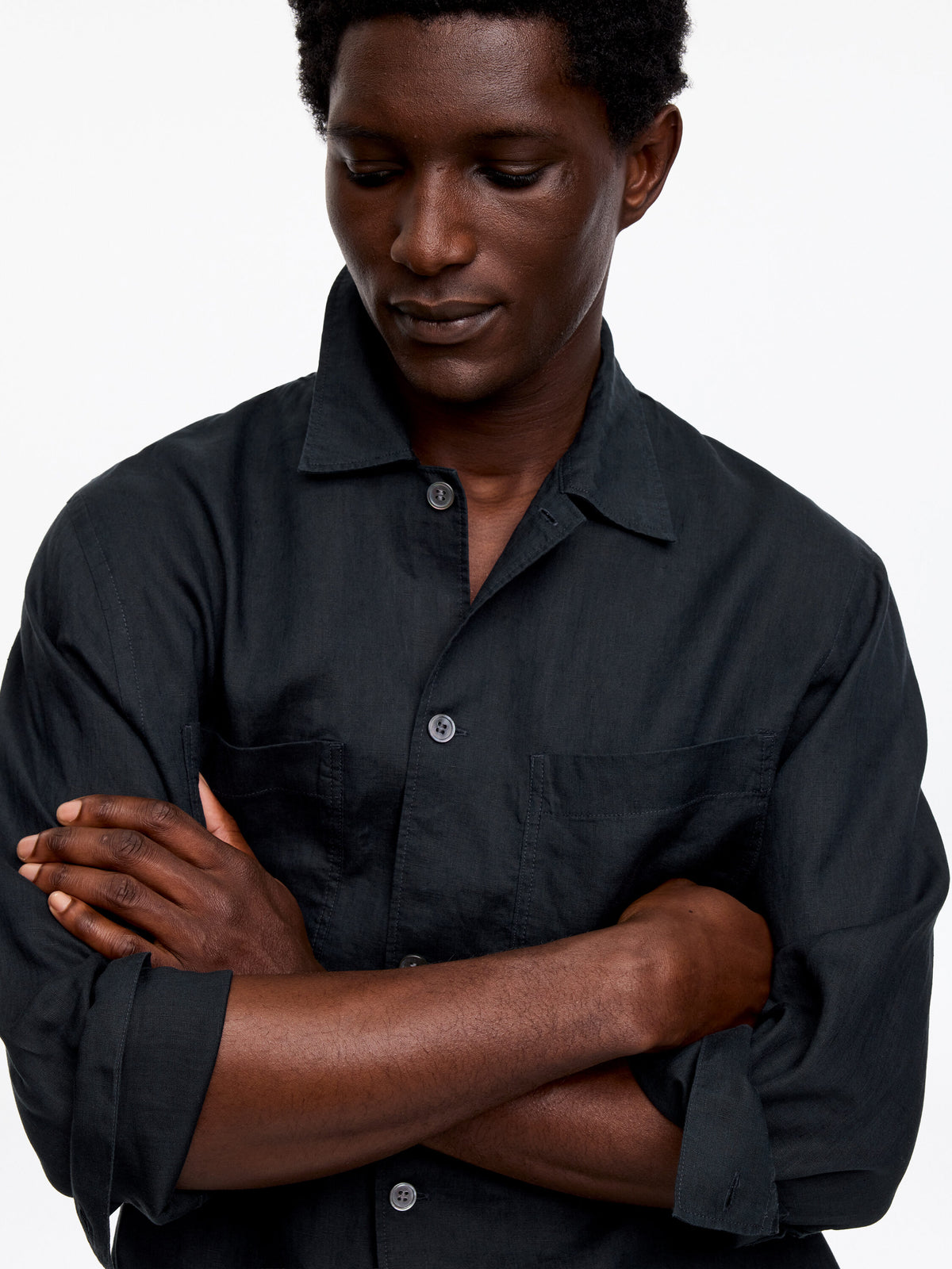Relaxed Linen Shirt - Blue - Image 4
