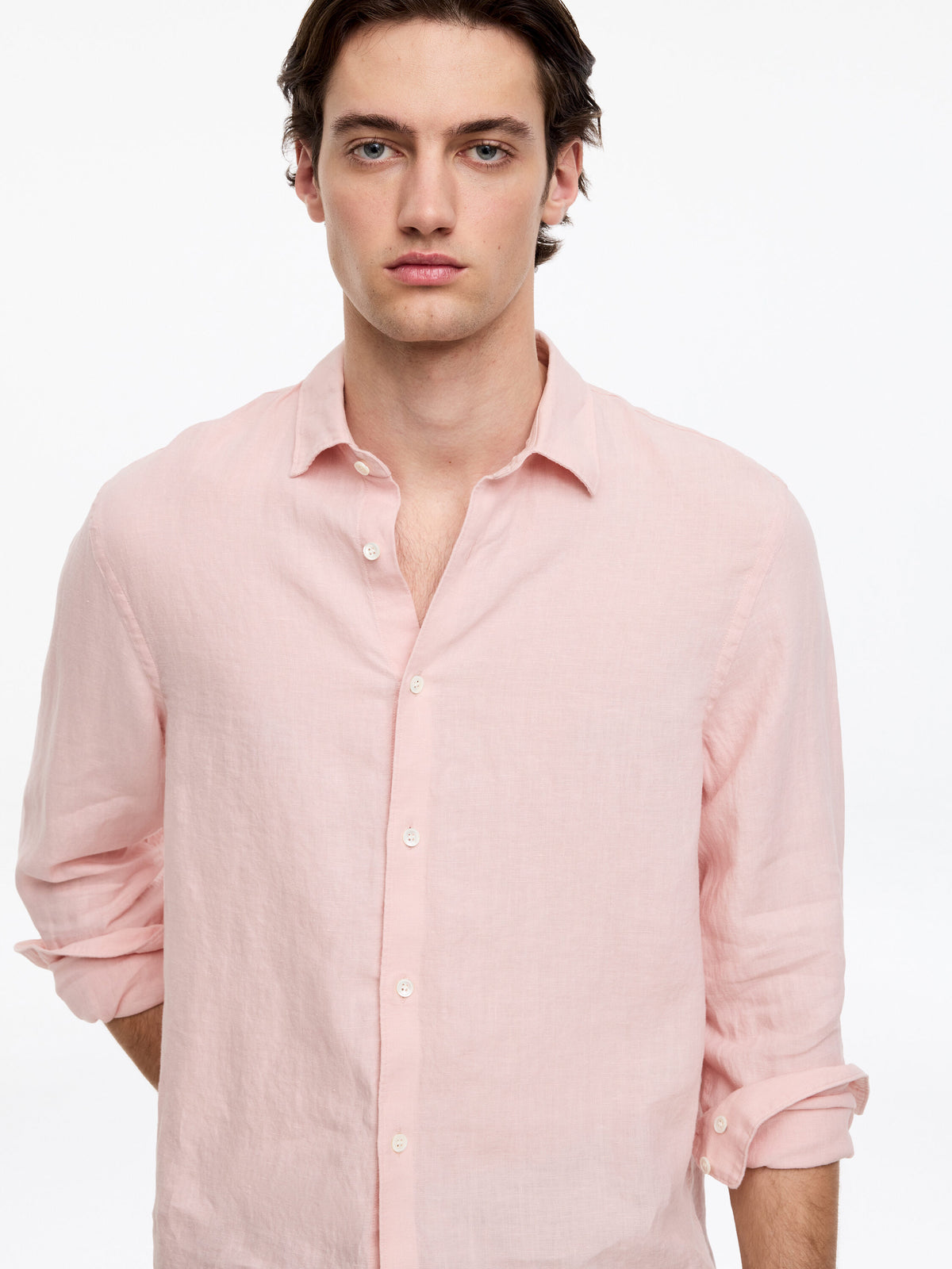 Regular Linen Shirt - Pink - Image 7