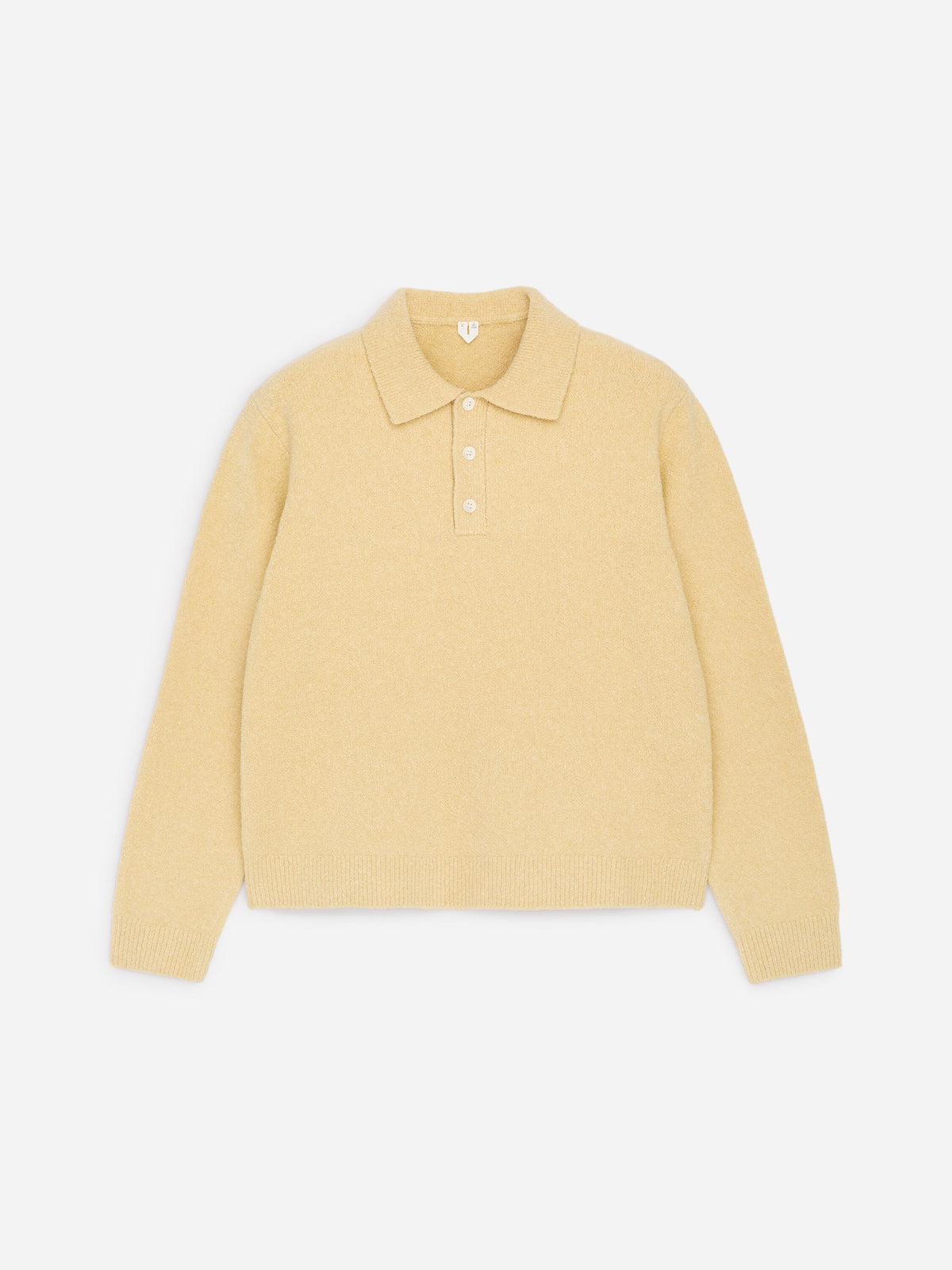 Knitted Cotton Blend Polo Shirt - Yellow - Image 5