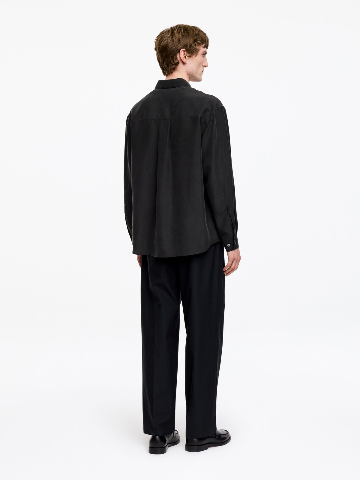 Relaxed Silk Shirt - Black - Image 2