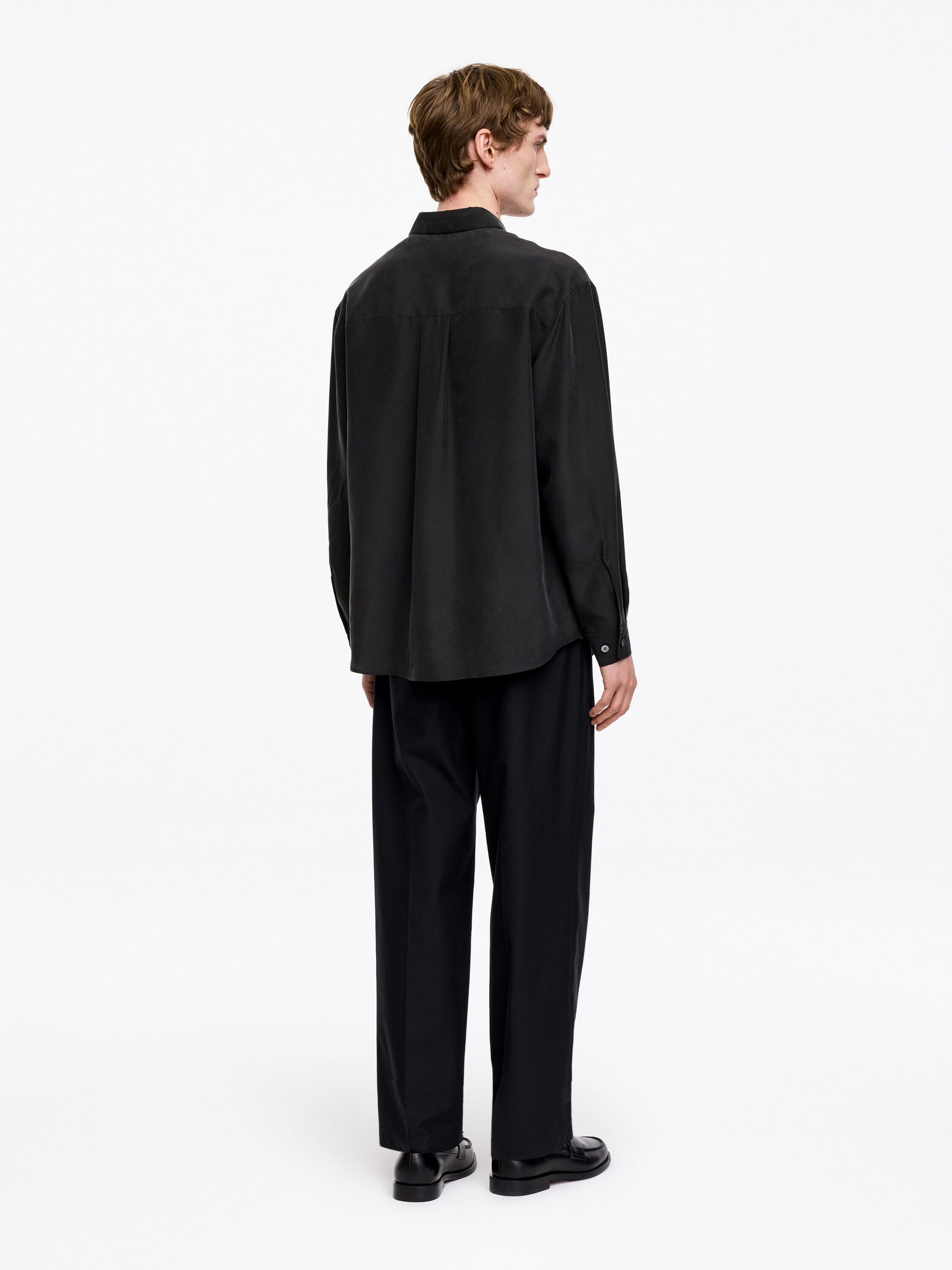 Relaxed Silk Shirt - Black - Image 2