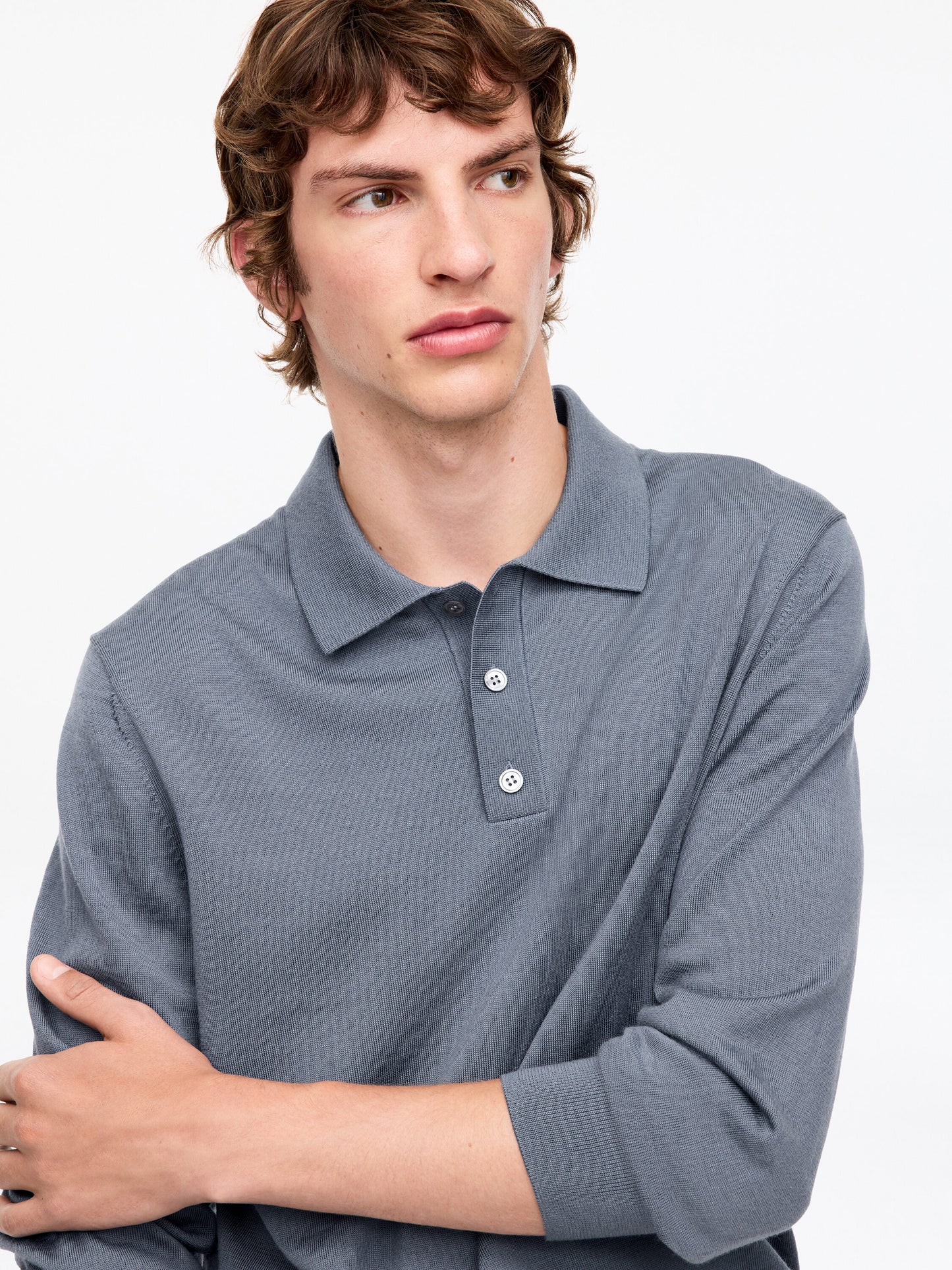 Merino Polo Jumper - Grey - Image 4
