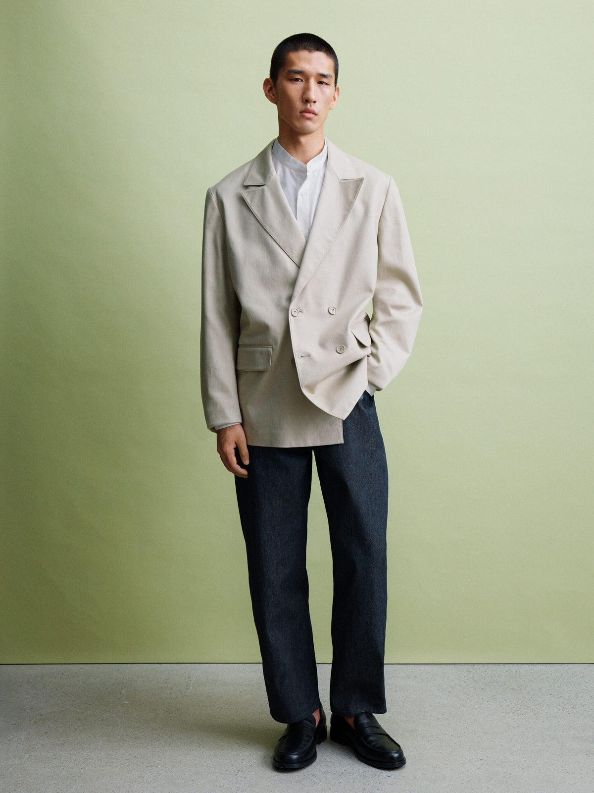 Band-Collar Poplin Shirt - White - Image 6