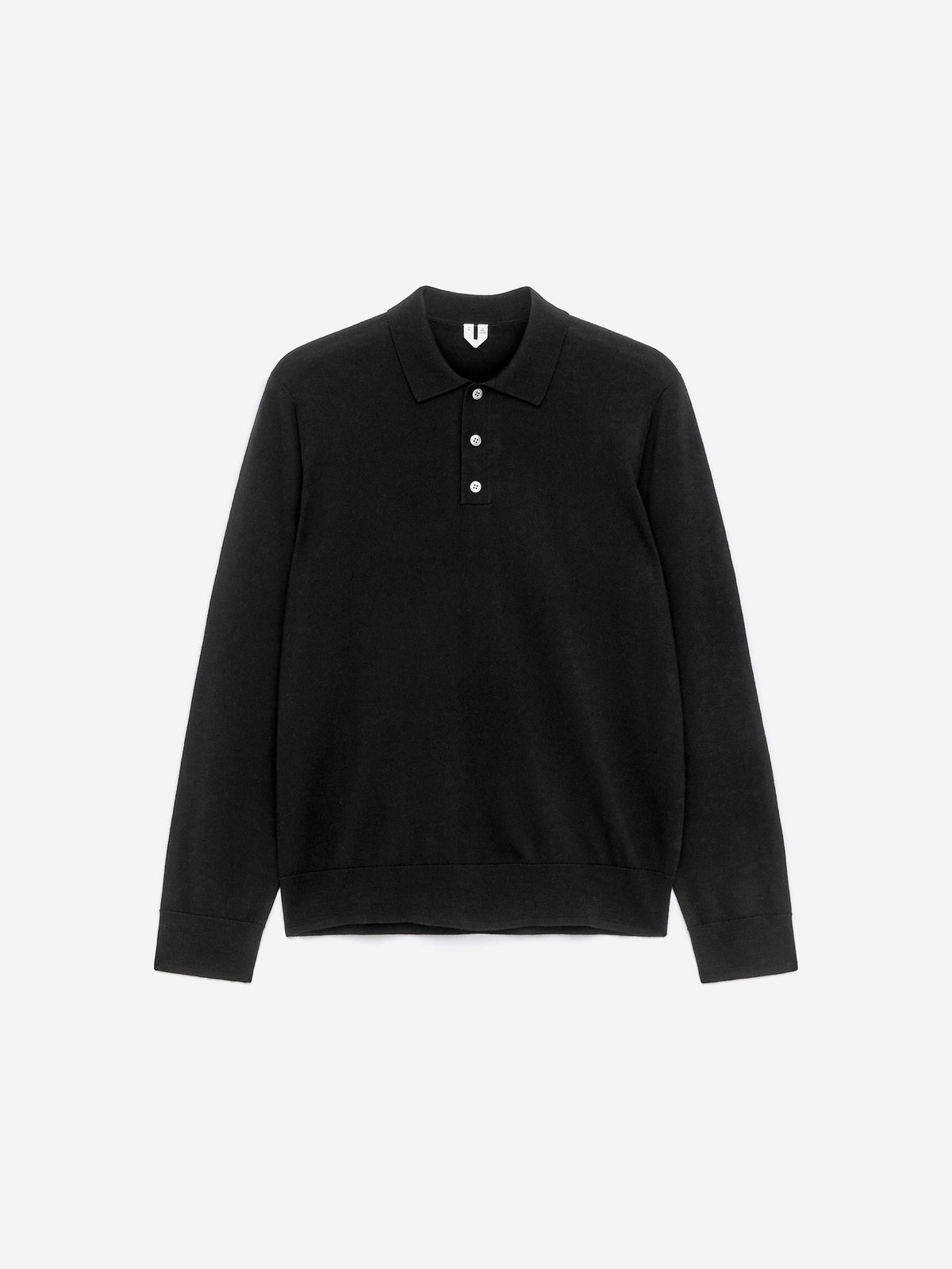 Merino Polo Jumper - Black - Image 2