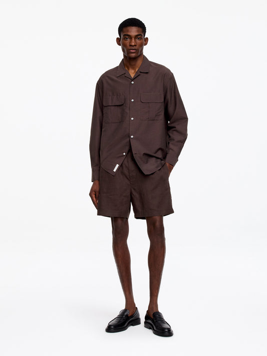 Linen Shorts - Brown