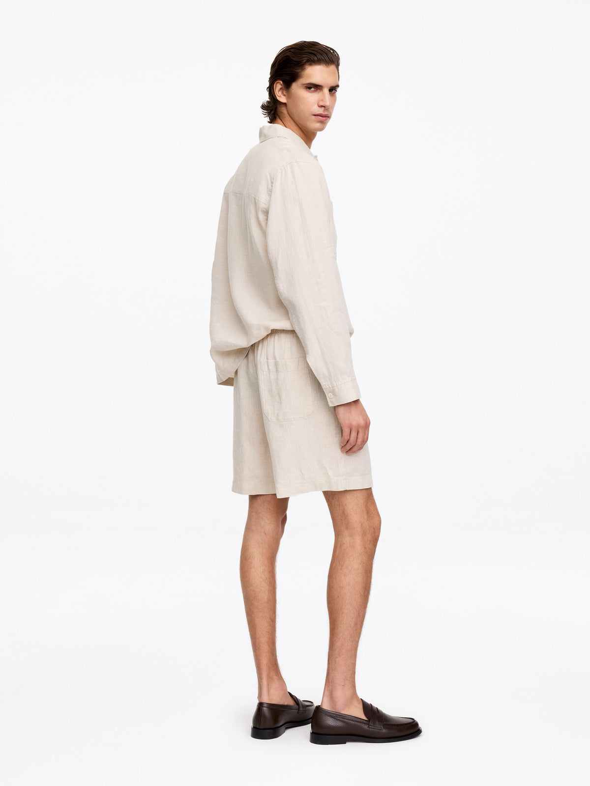 Linen Shorts - Beige - Image 3