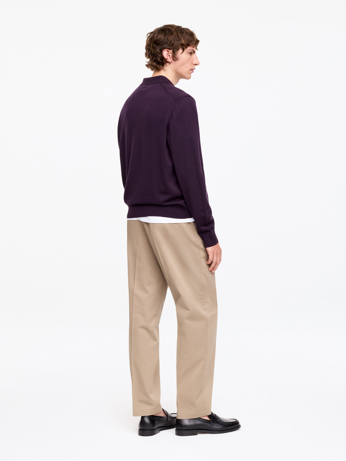 Merino Polo Jumper - Purple - Image 2