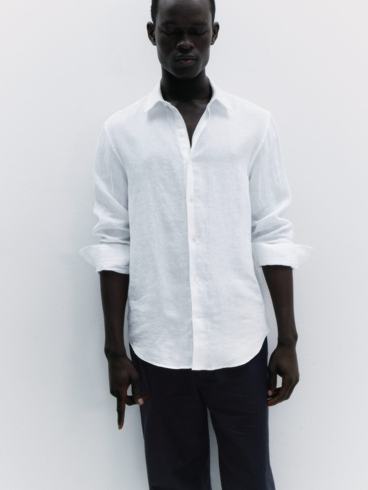Regular Linen Shirt - White - Image 6