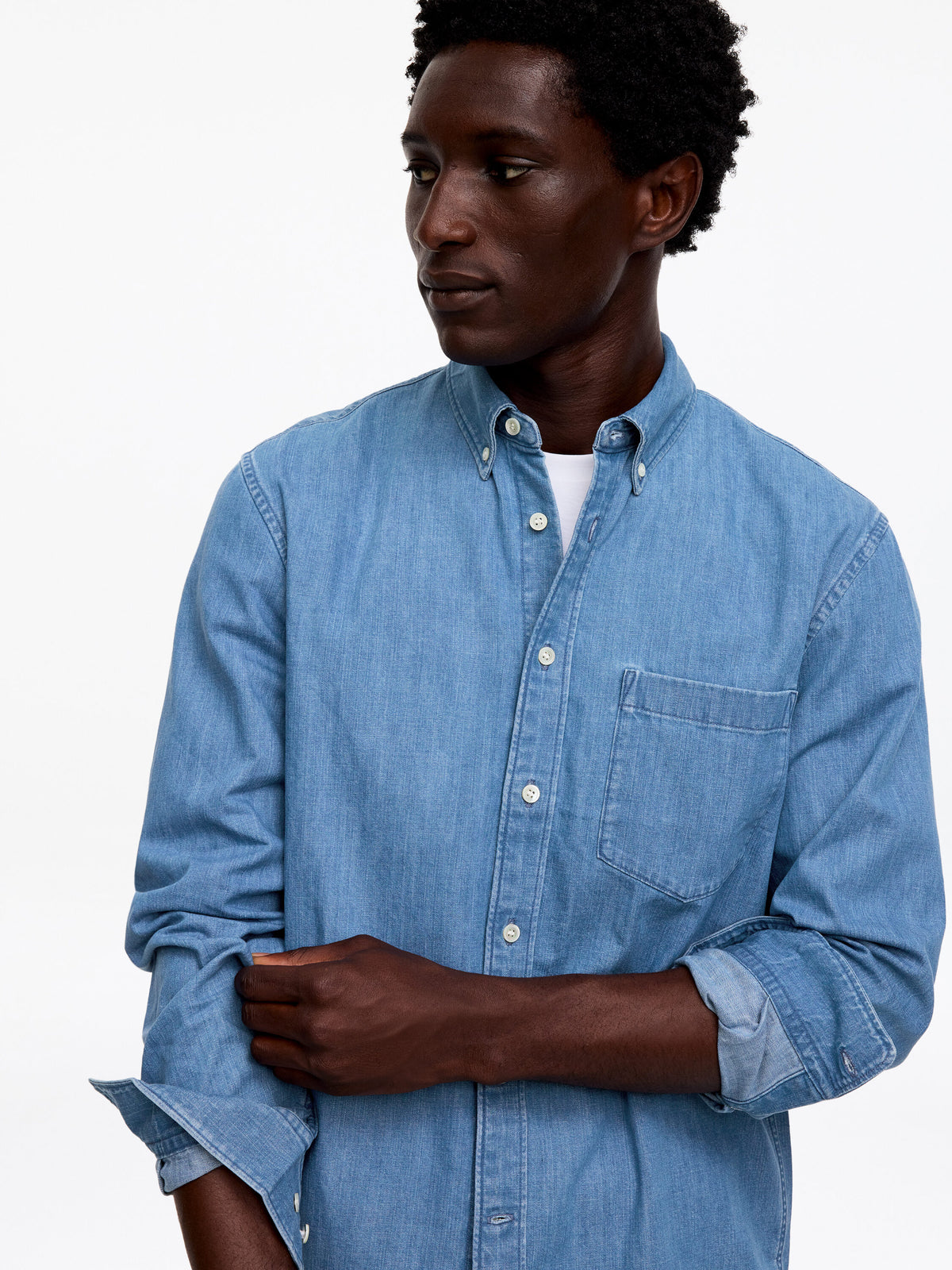 Regular Denim Shirt - Blue - Image 4