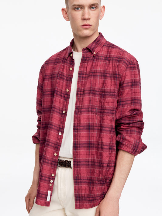 Regular Flannel Shirt - Red - Image 2